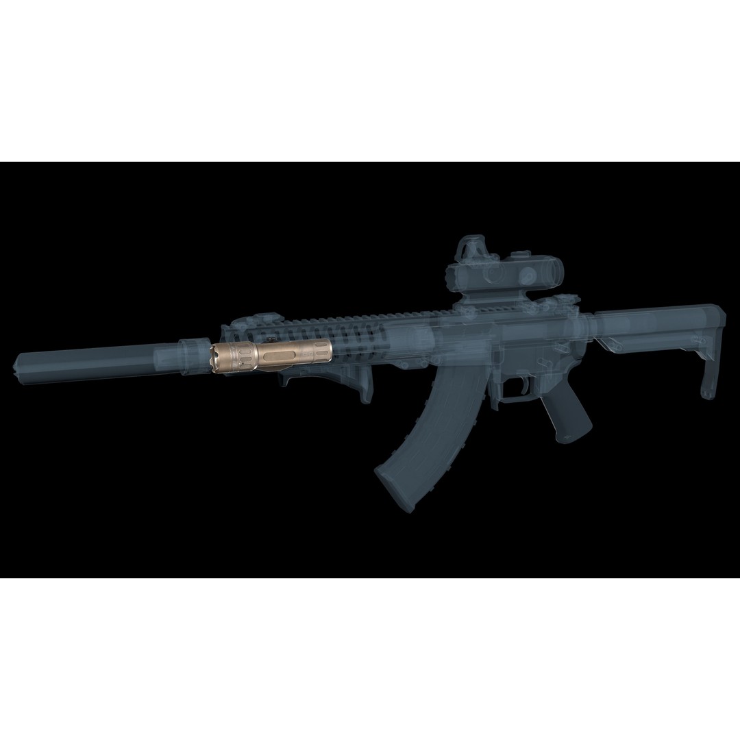 Insight WMX200 Tactical Weapon Light 3D Model – Low Poly Game Asset, FBX - View 5