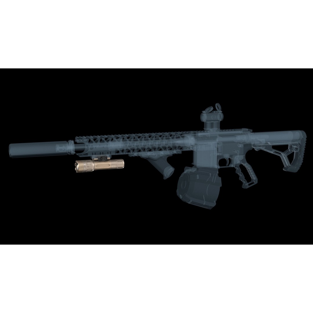 Insight WMX200 Tactical Weapon Light 3D Model – Low Poly Game Asset, FBX - View 6