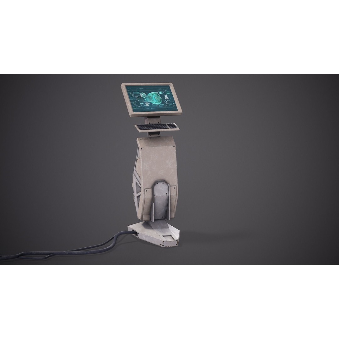Sci-Fi Terminal 3D Model – Low Poly PBR Game Asset, FBX, Blender - View 6