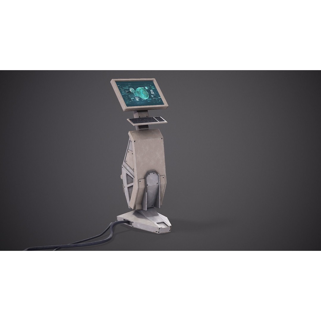 Sci-Fi Terminal 3D Model – Low Poly PBR Game Asset, FBX, Blender - View 7