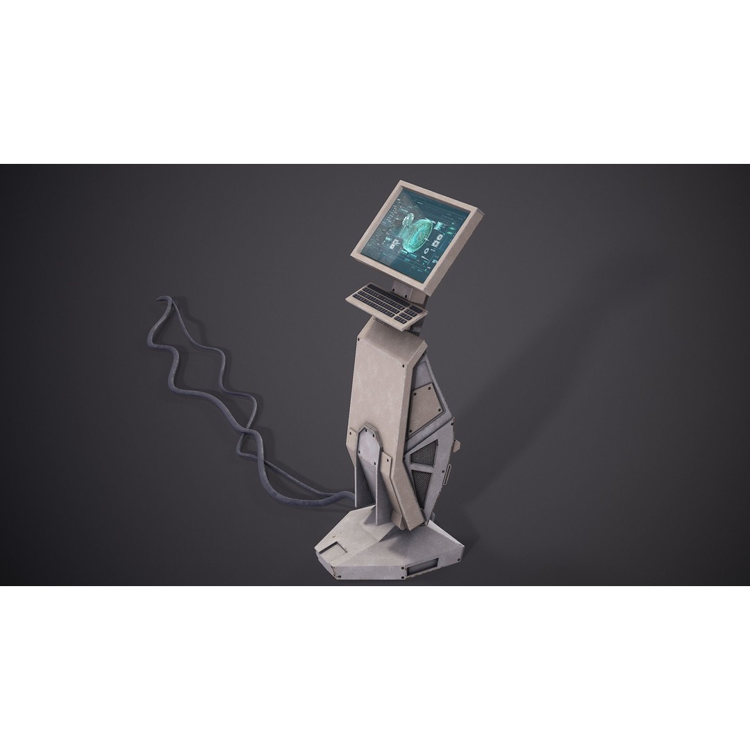 Sci-Fi Terminal 3D Model – Low Poly PBR Game Asset, FBX, Blender - View 9