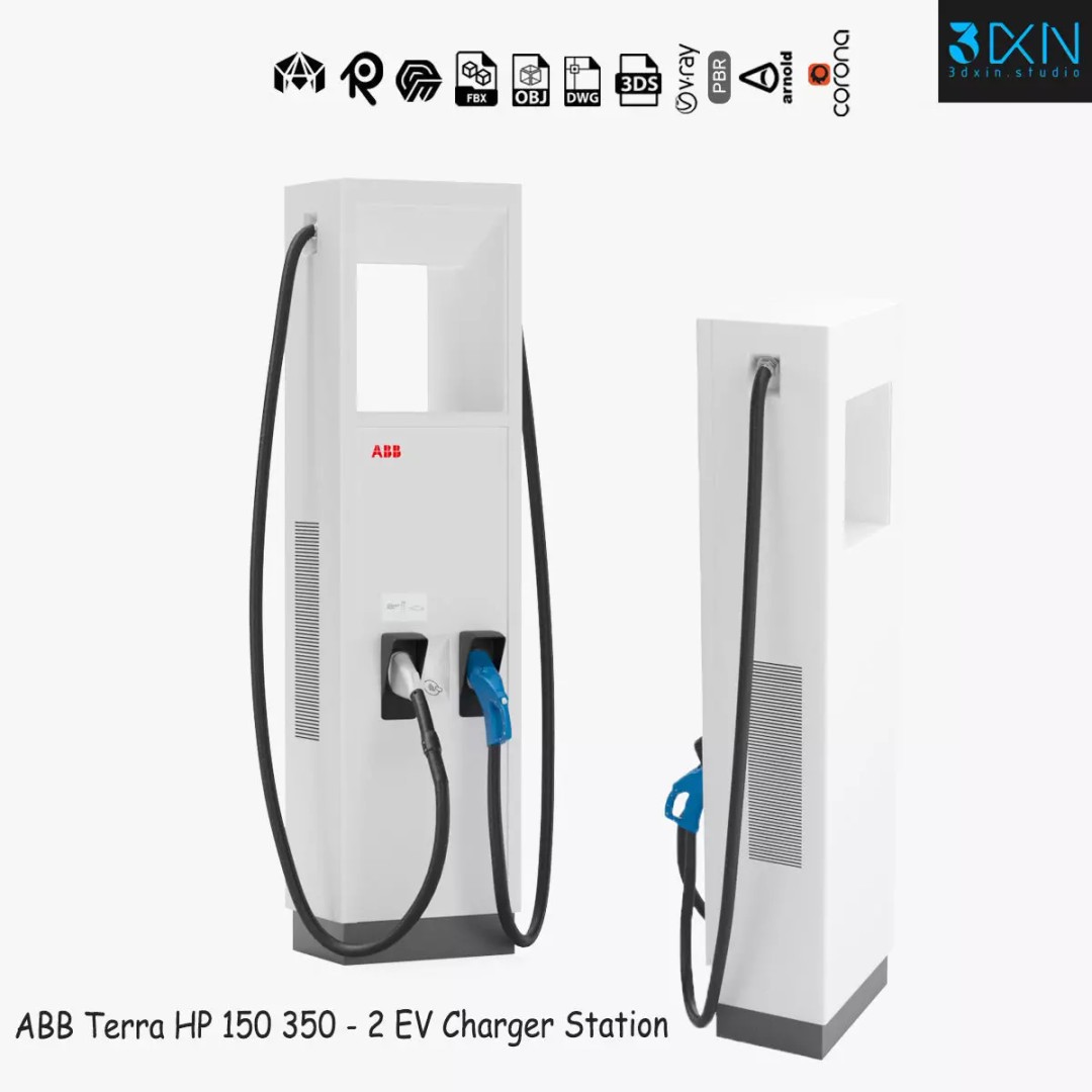 ABB Terra HP 150 350 3D Model – High Poly EV Charger Station, PBR - View 2