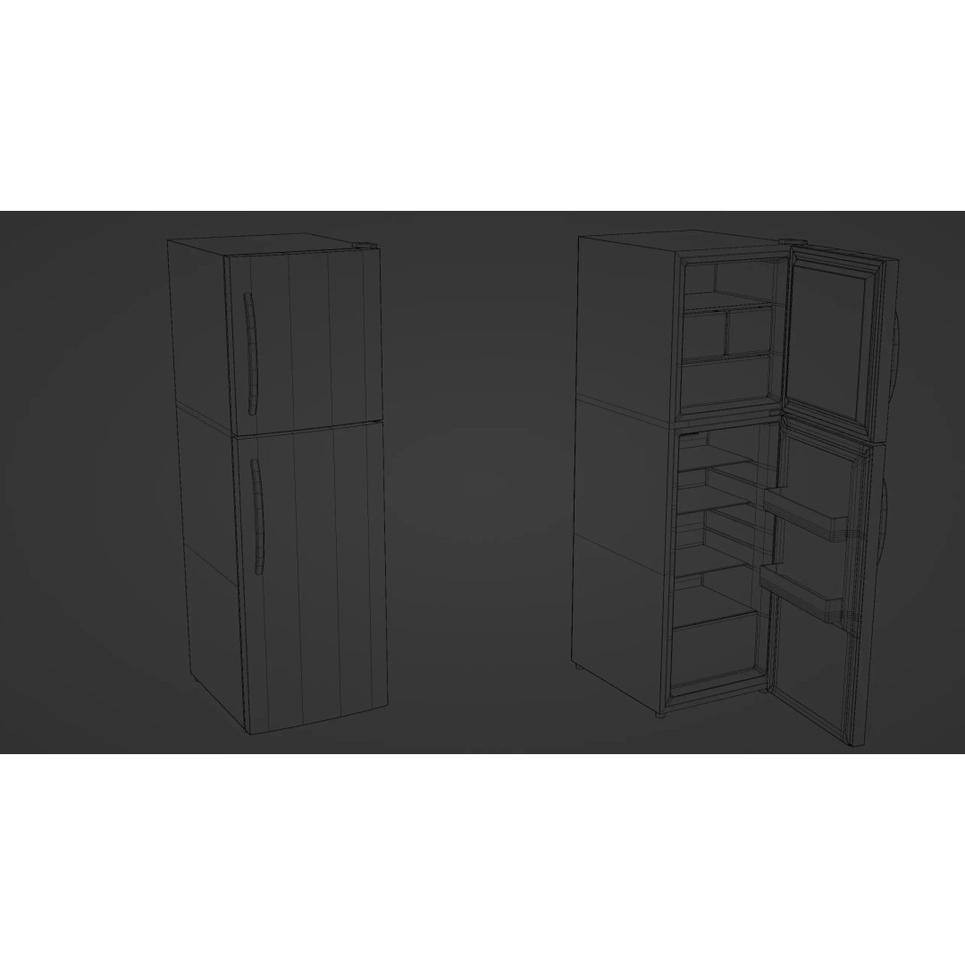 Low Poly Refrigerator 3D Model – Game Ready PBR Asset, FBX