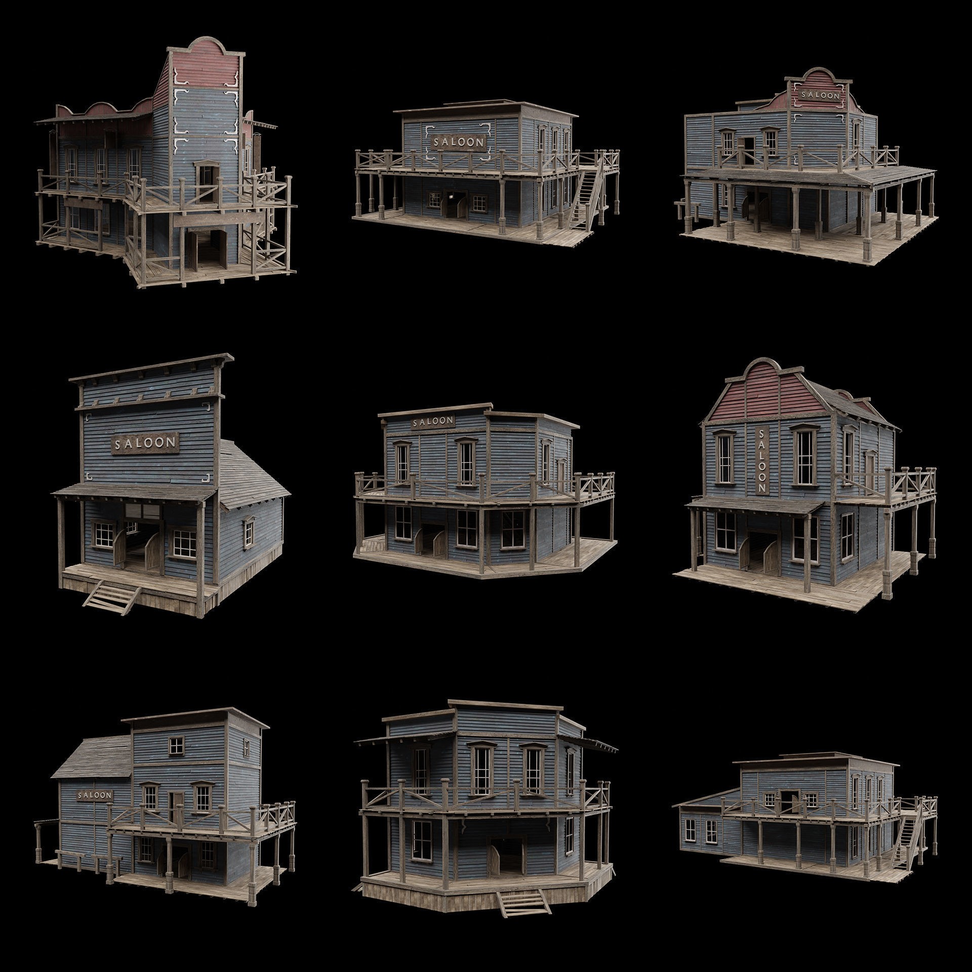 Wild West Saloon - Low-Poly Game-Ready 3D Model