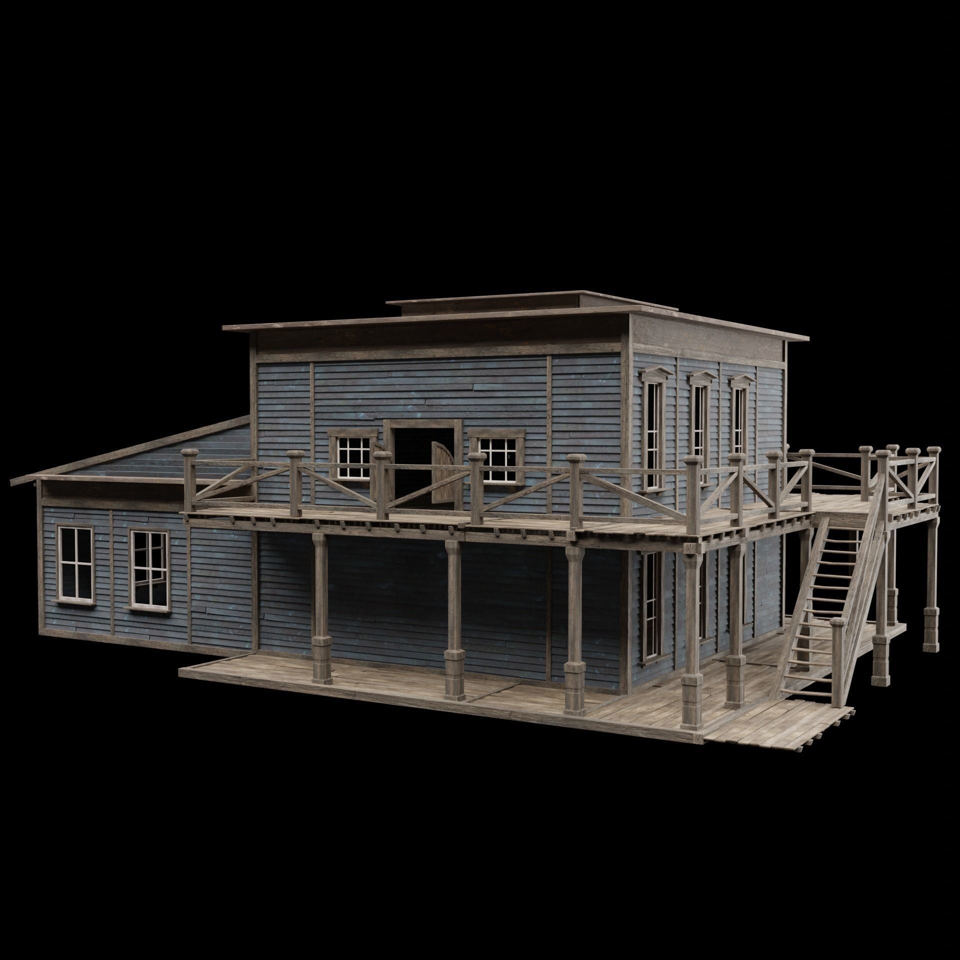 Wild West Saloon - Low-Poly Game-Ready 3D Model - View 11