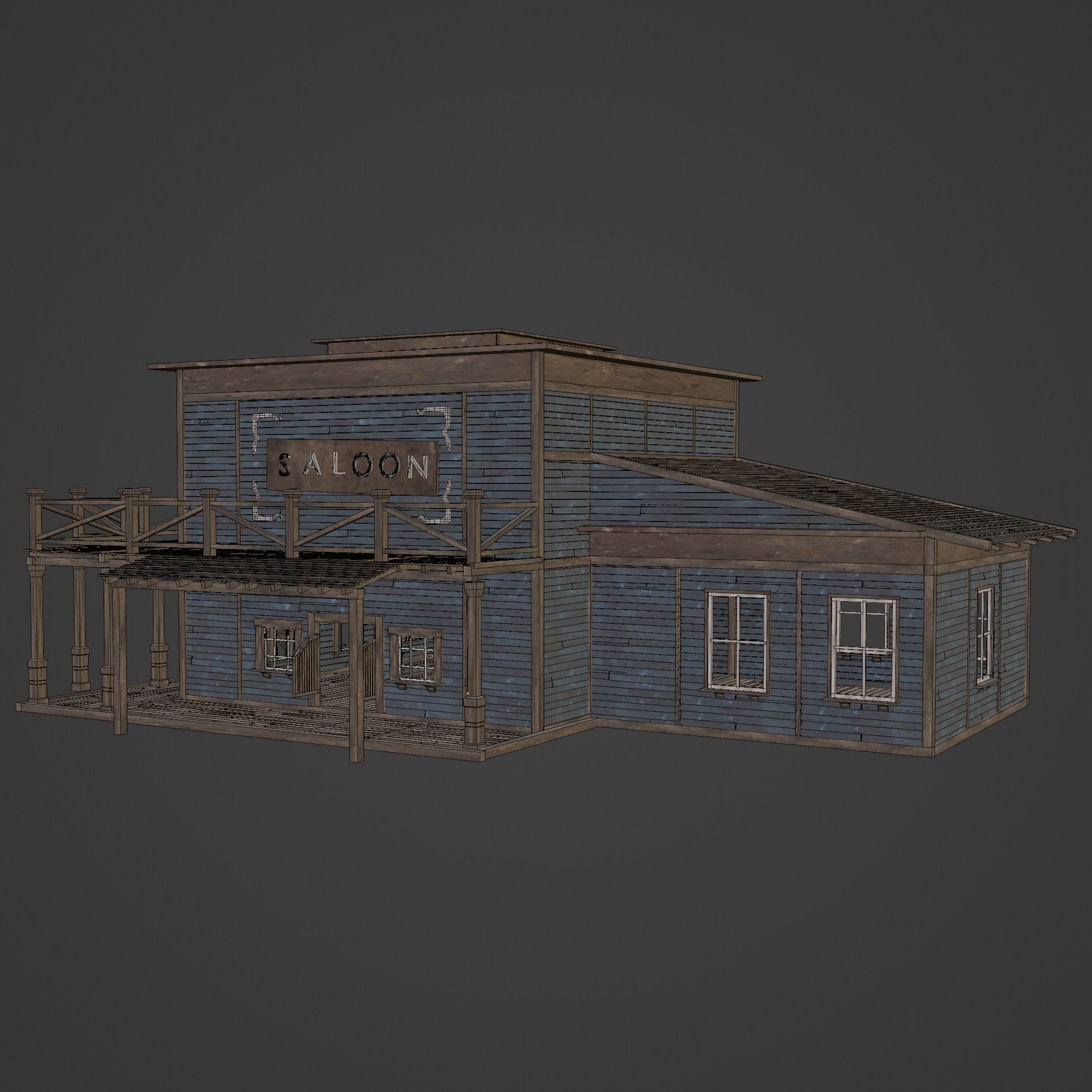 Wild West Saloon - Low-Poly Game-Ready 3D Model - View 14