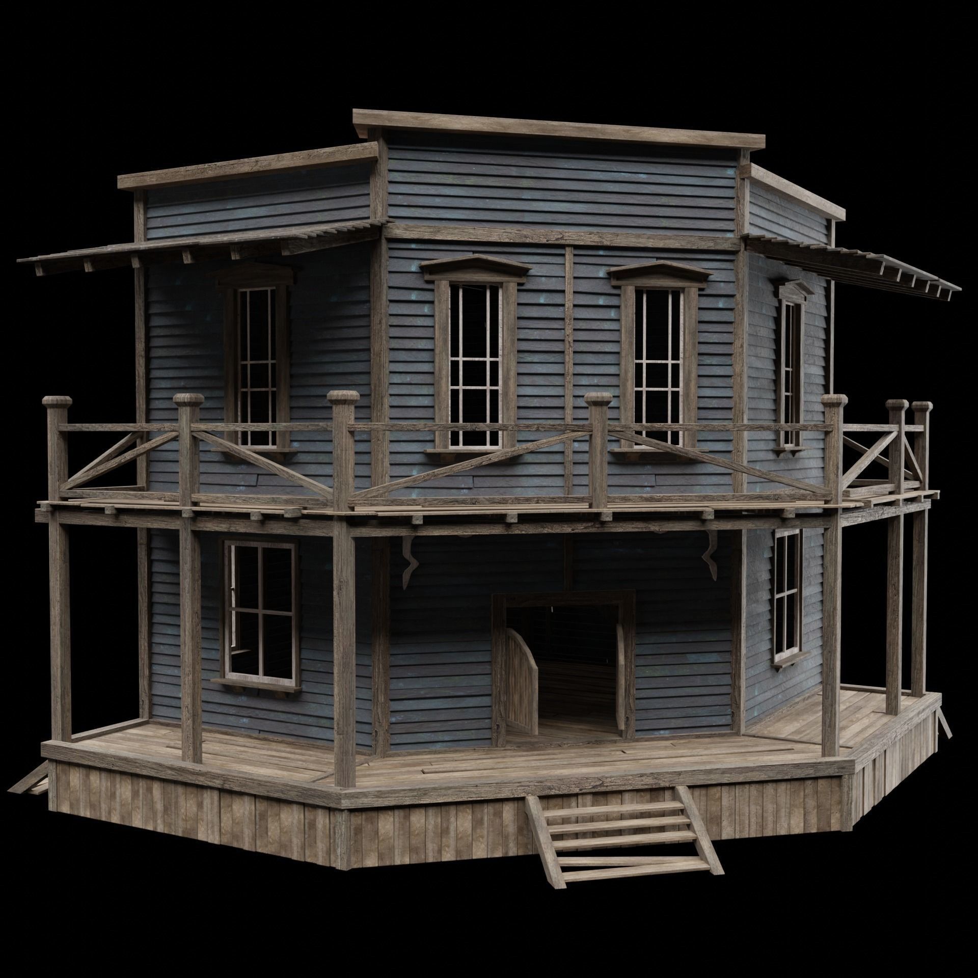 Wild West Saloon - Low-Poly Game-Ready 3D Model - View 18