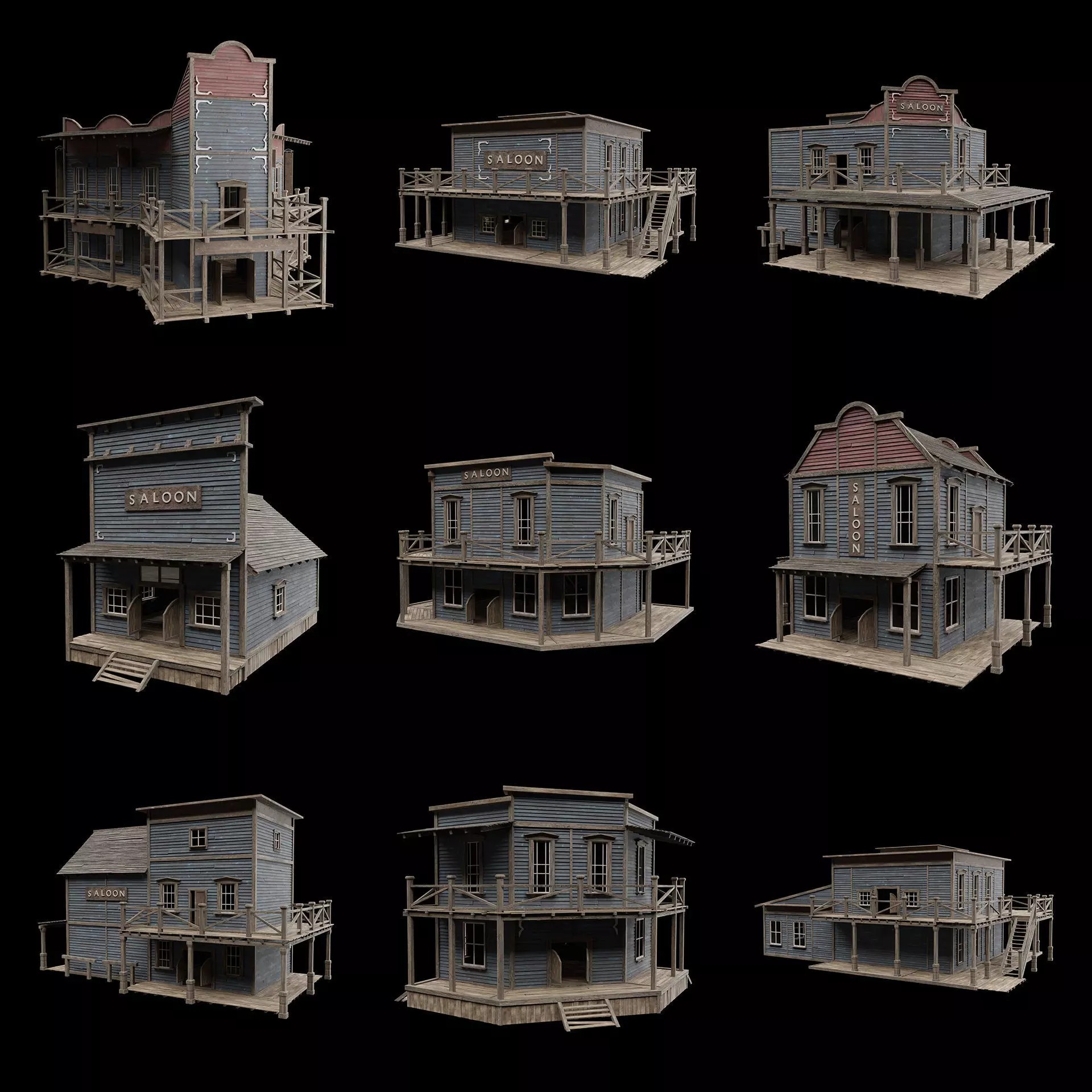 Wild West Saloon - Low-Poly Game-Ready 3D Model - View 2