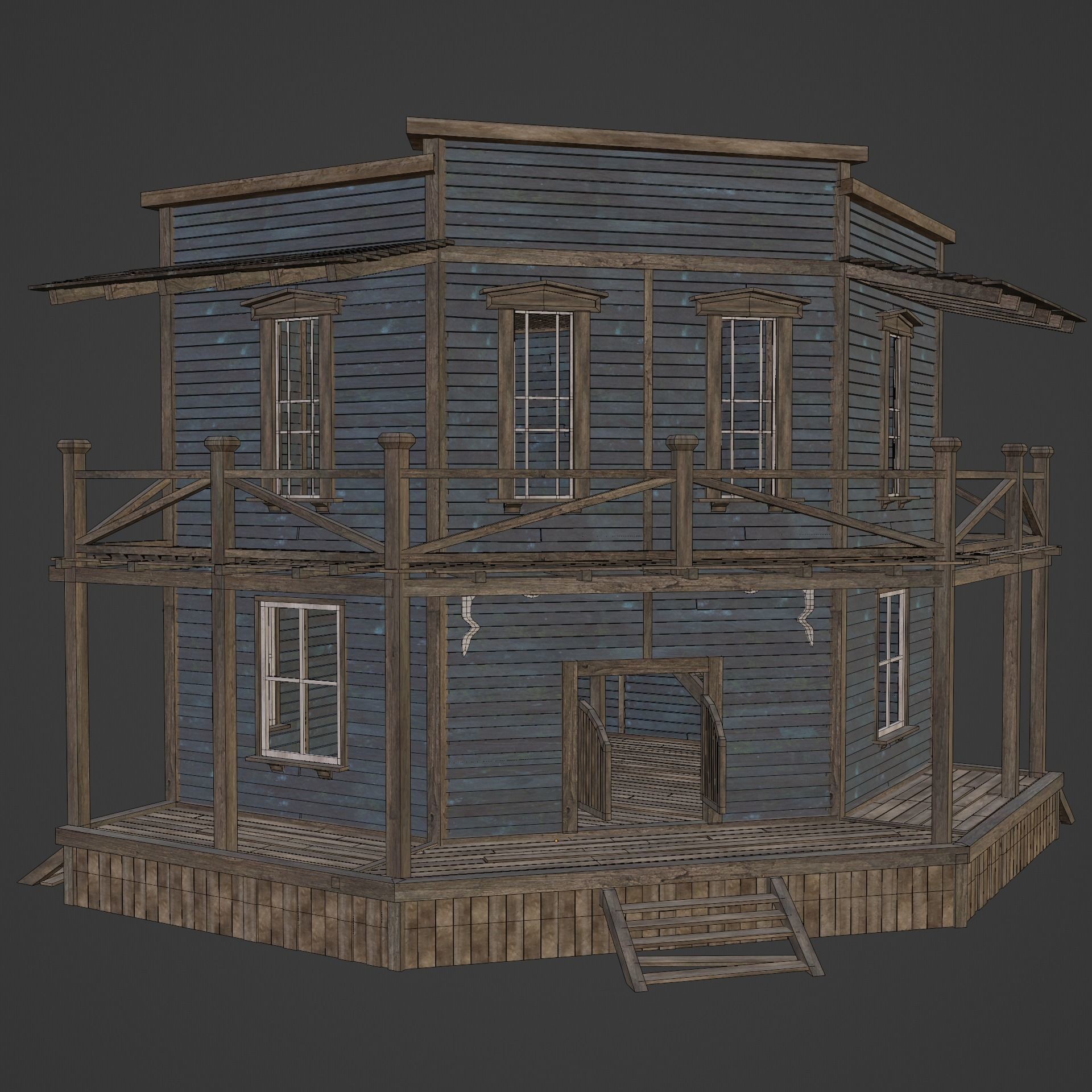 Wild West Saloon - Low-Poly Game-Ready 3D Model - View 20