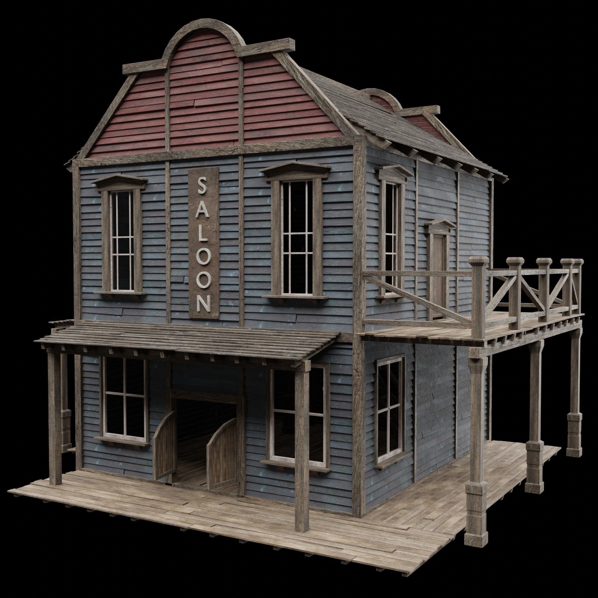 Wild West Saloon - Low-Poly Game-Ready 3D Model - View 21
