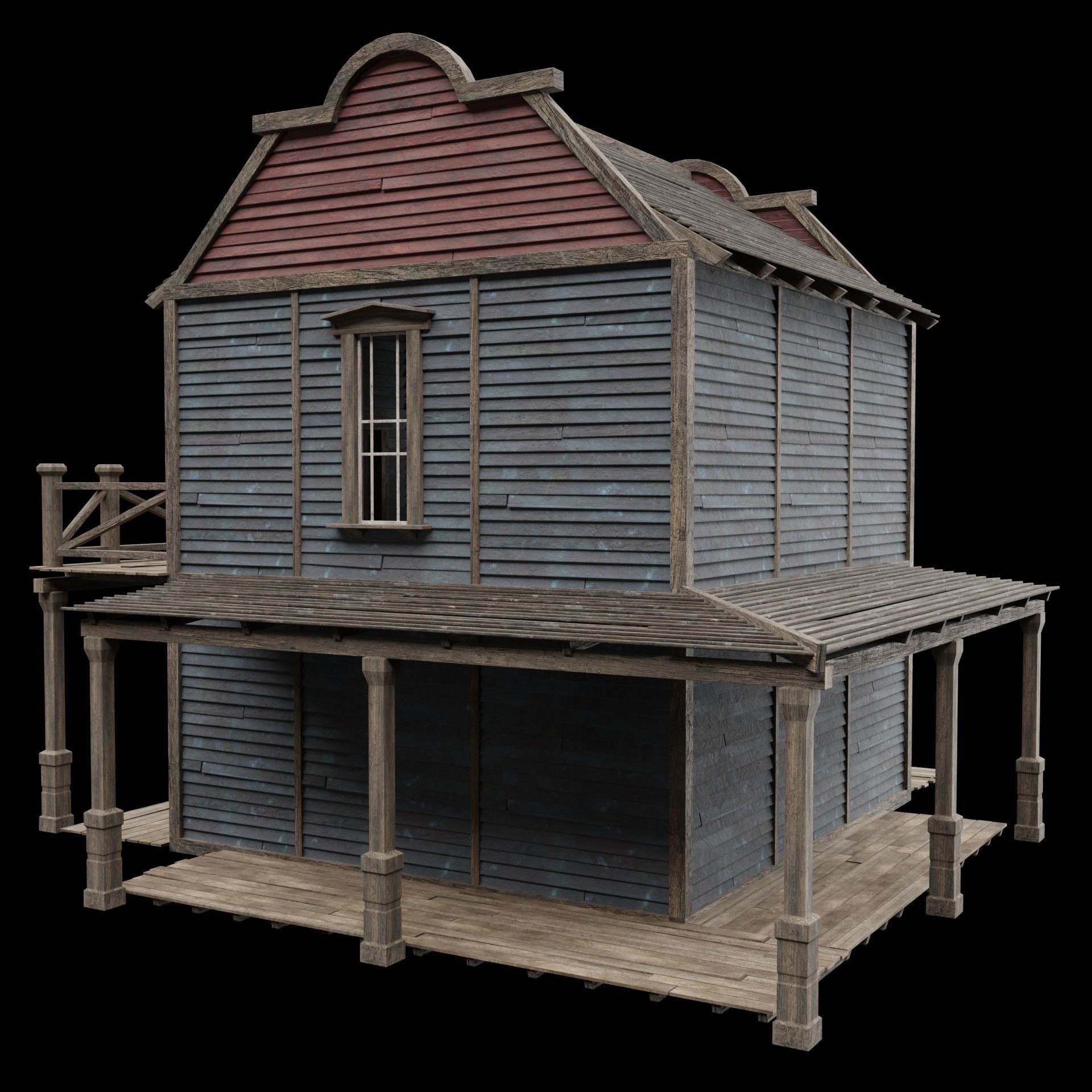 Wild West Saloon - Low-Poly Game-Ready 3D Model - View 23