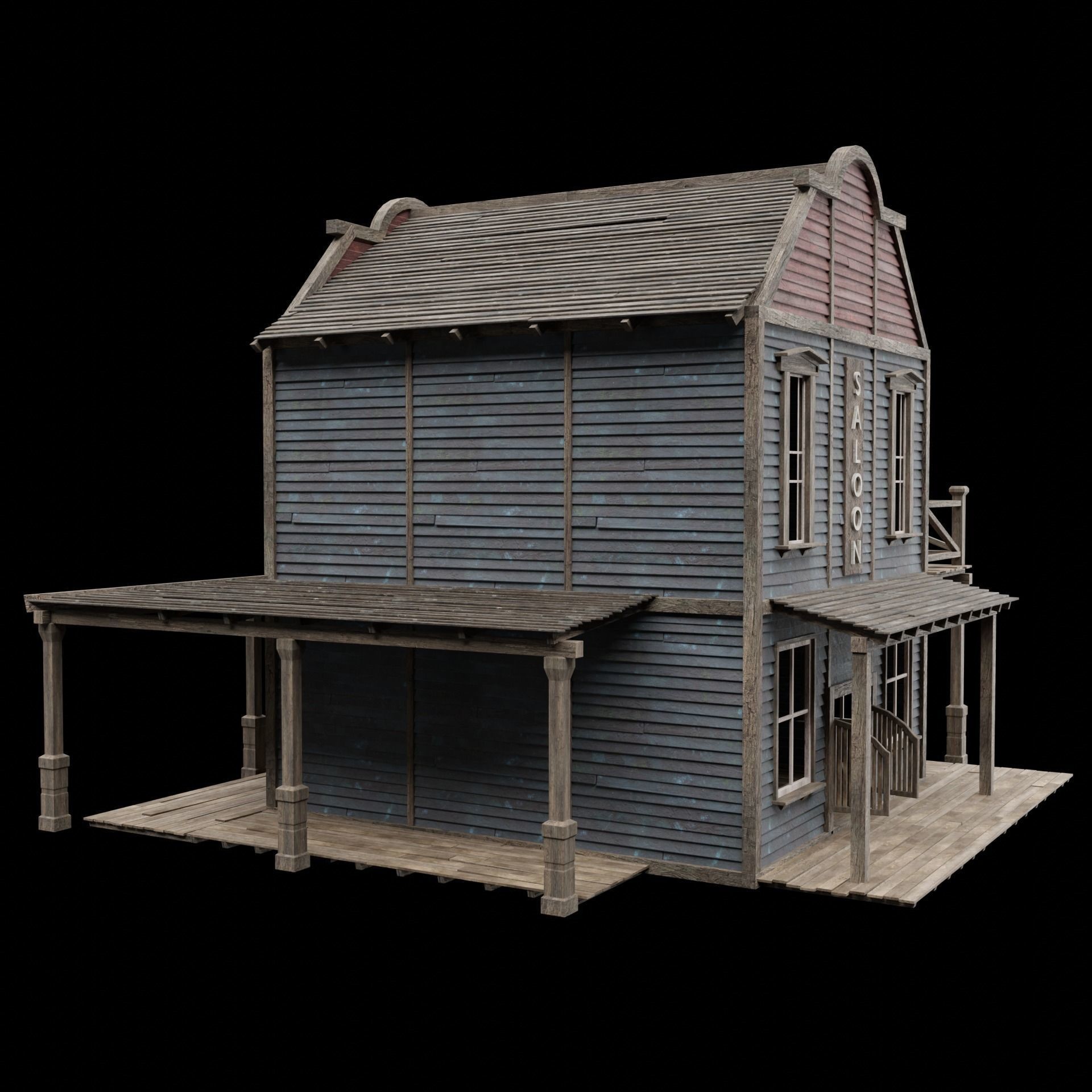 Wild West Saloon - Low-Poly Game-Ready 3D Model - View 24