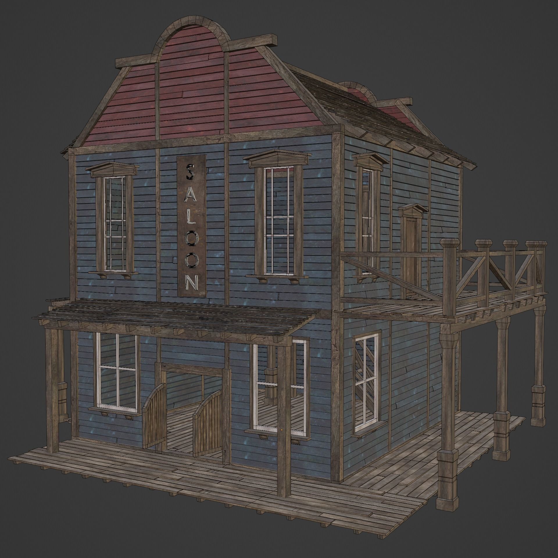 Wild West Saloon - Low-Poly Game-Ready 3D Model - View 26
