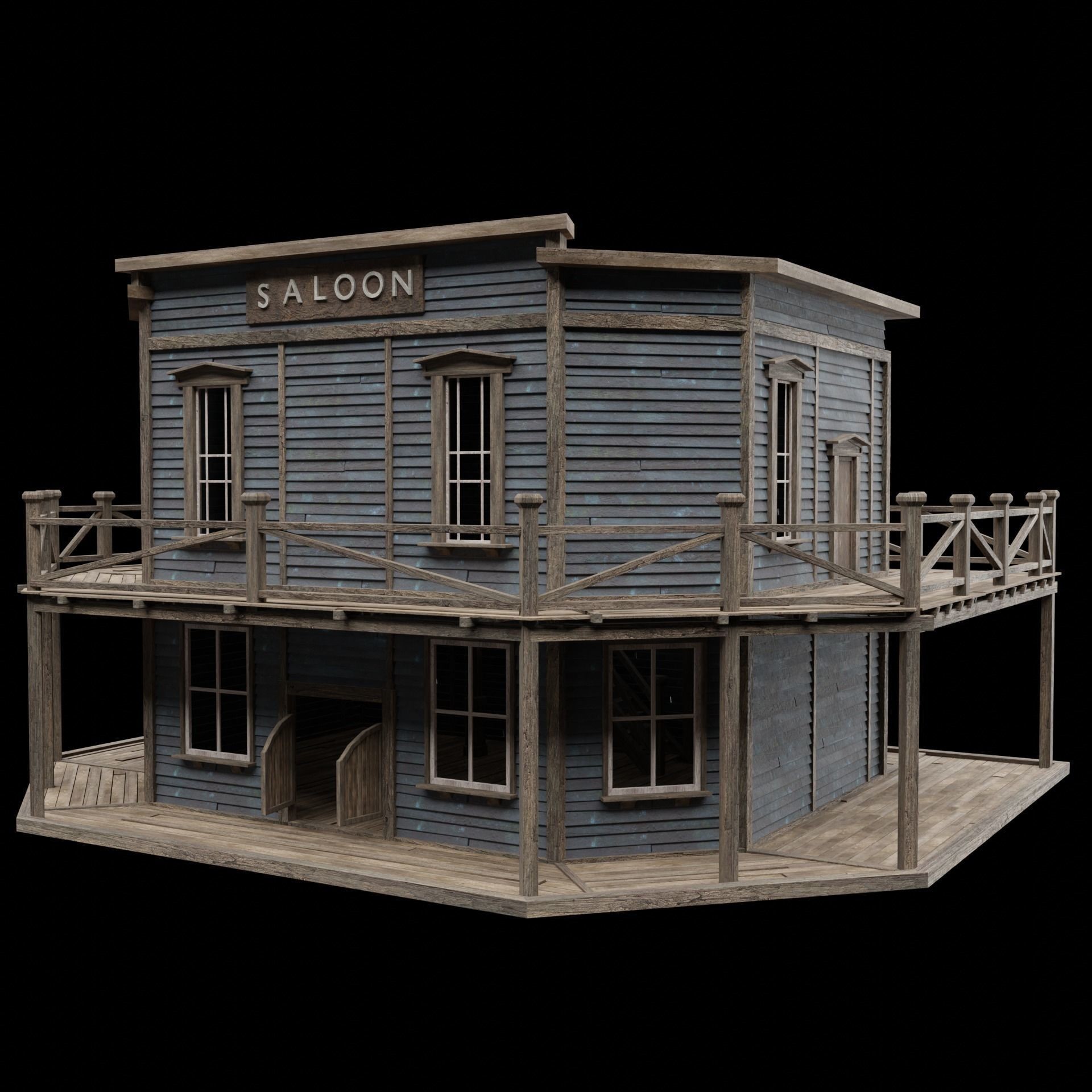Wild West Saloon - Low-Poly Game-Ready 3D Model - View 27