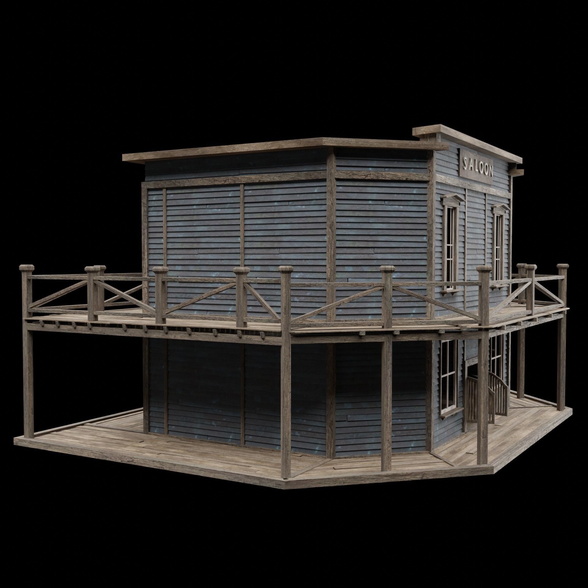 Wild West Saloon - Low-Poly Game-Ready 3D Model - View 30