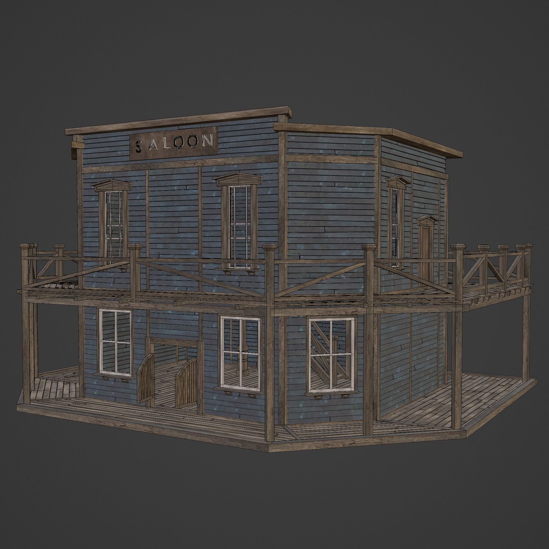 Wild West Saloon - Low-Poly Game-Ready 3D Model - View 32
