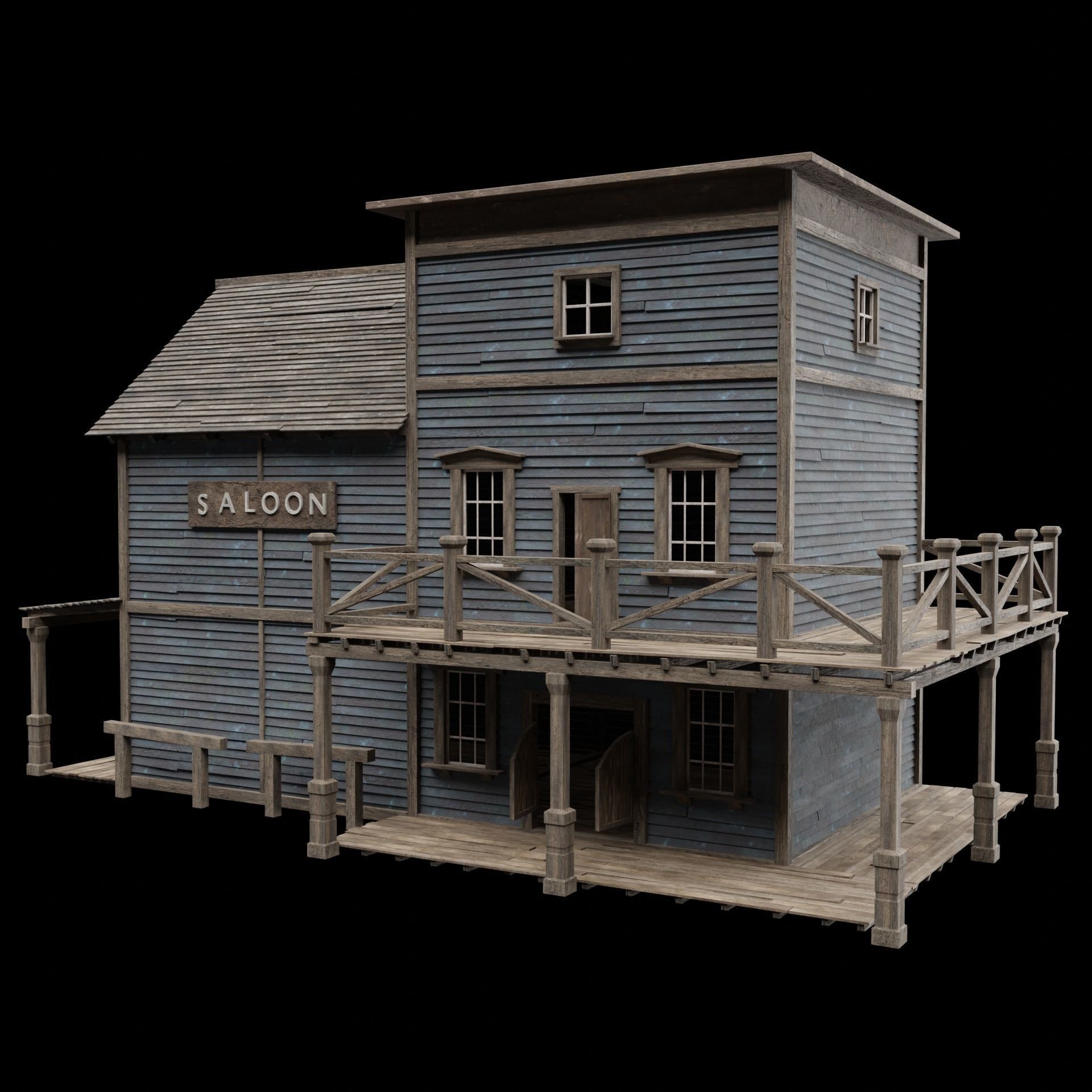 Wild West Saloon - Low-Poly Game-Ready 3D Model - View 33