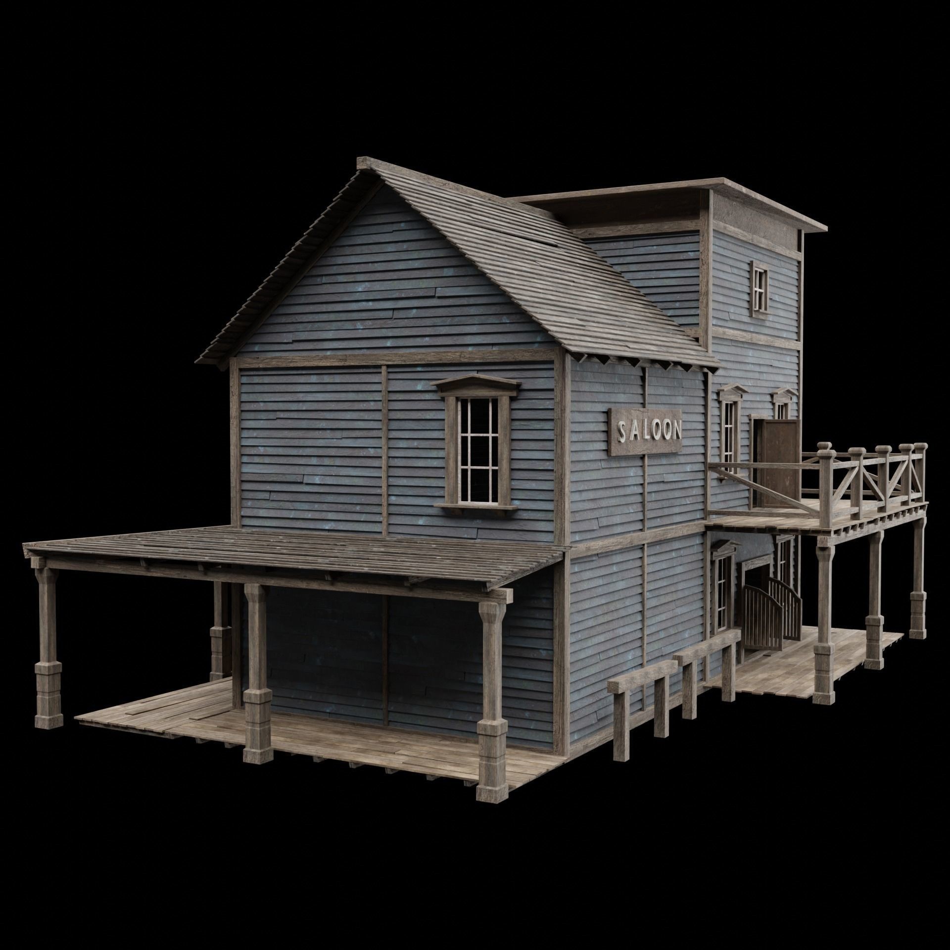 Wild West Saloon - Low-Poly Game-Ready 3D Model - View 36
