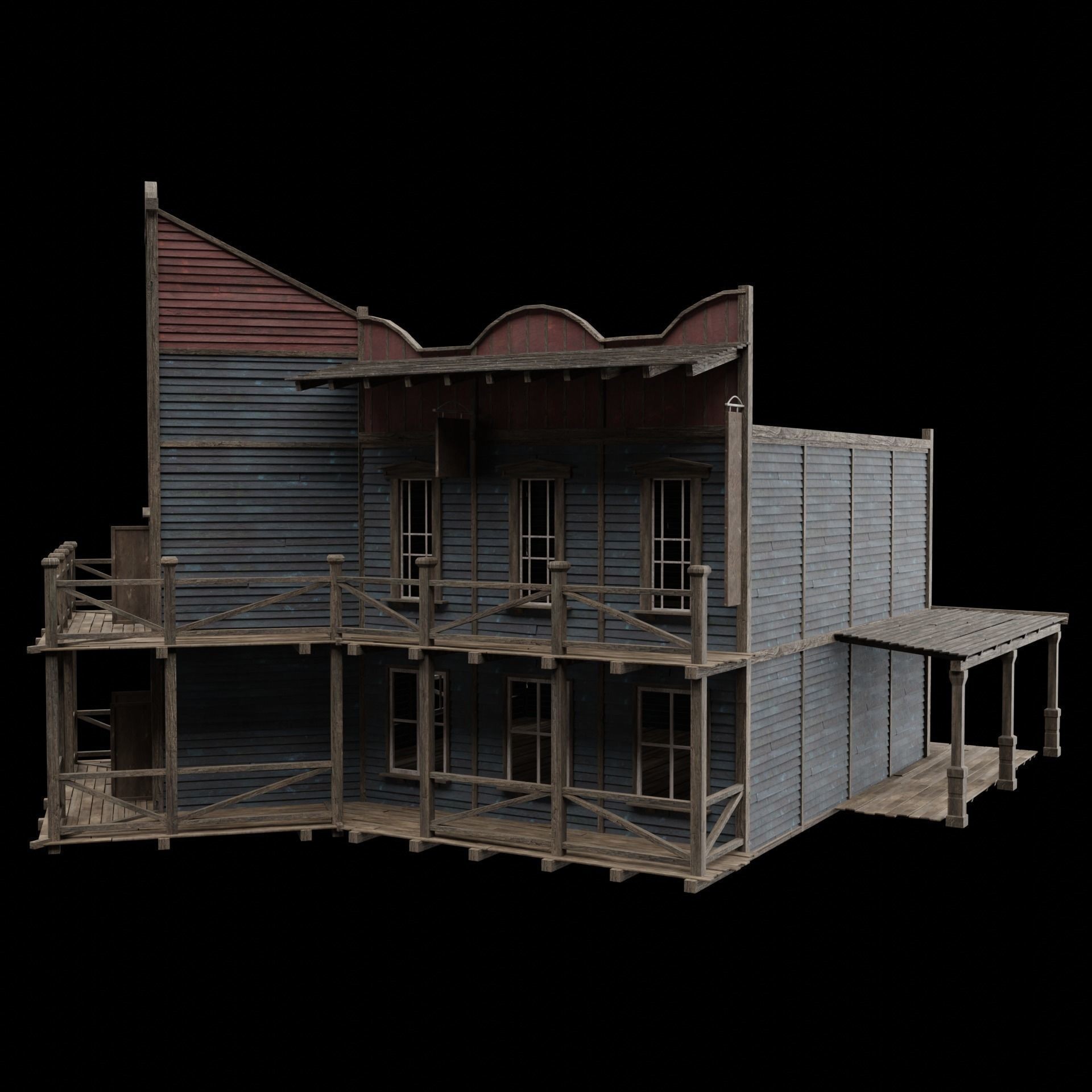 Wild West Saloon - Low-Poly Game-Ready 3D Model - View 4