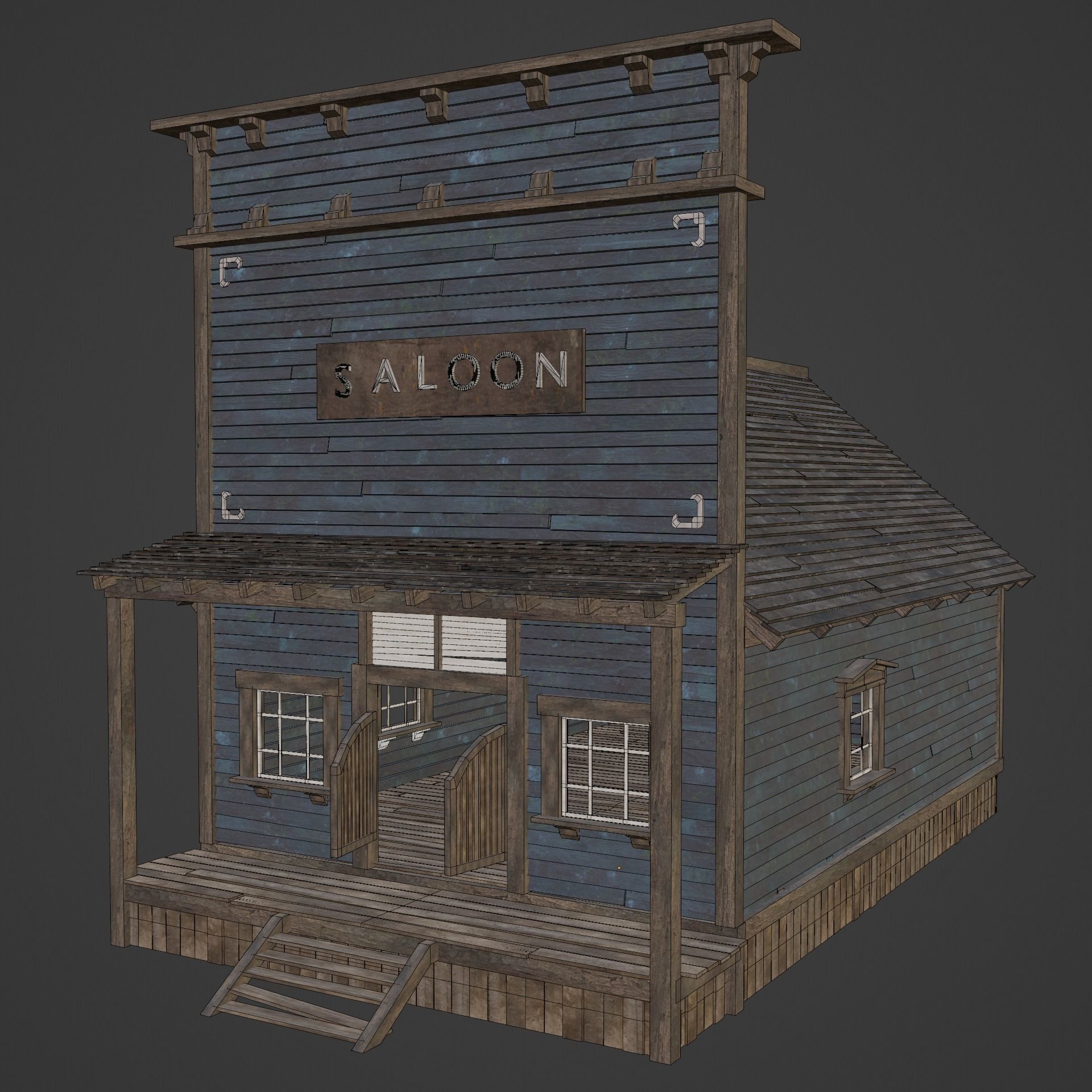 Wild West Saloon - Low-Poly Game-Ready 3D Model - View 44