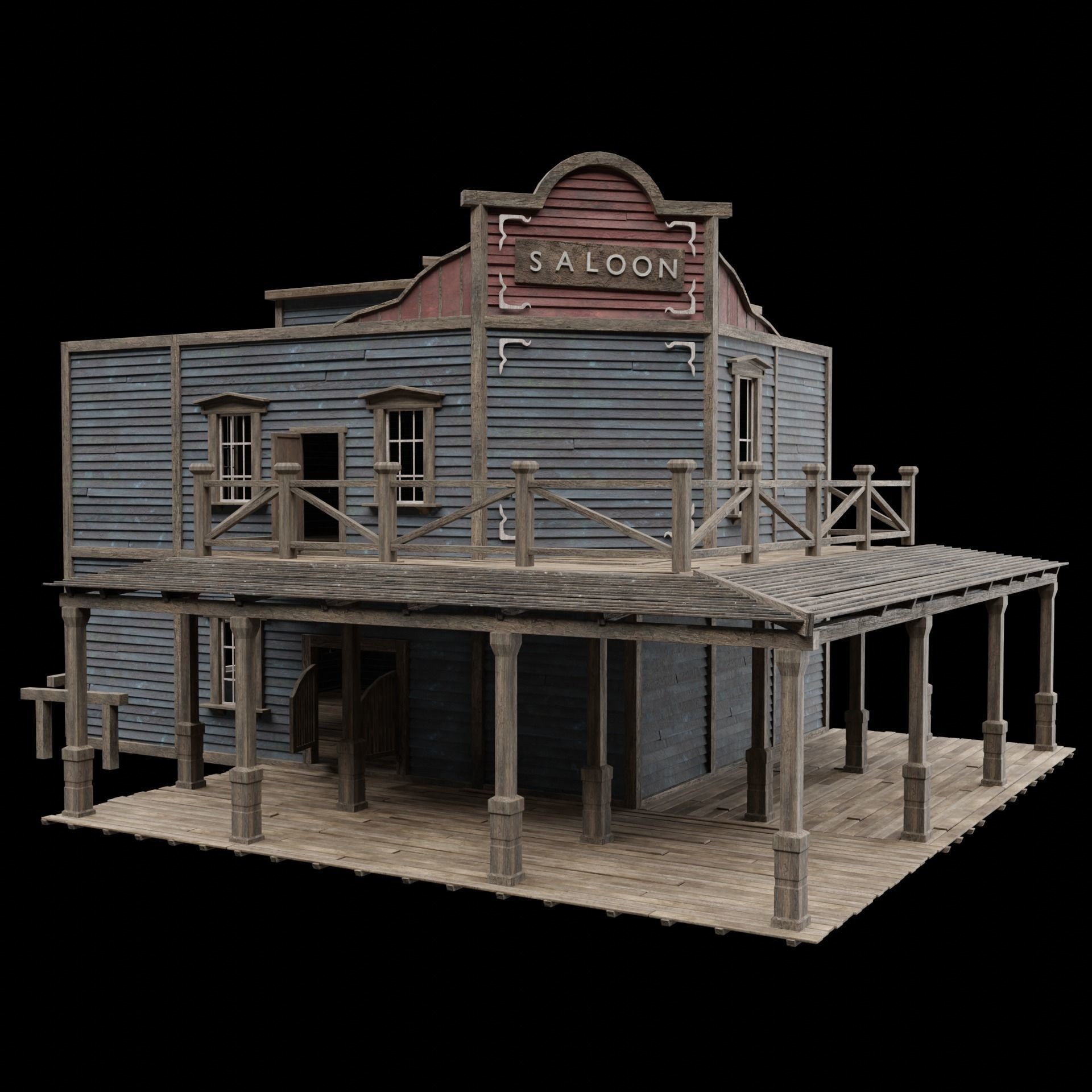 Wild West Saloon - Low-Poly Game-Ready 3D Model - View 45