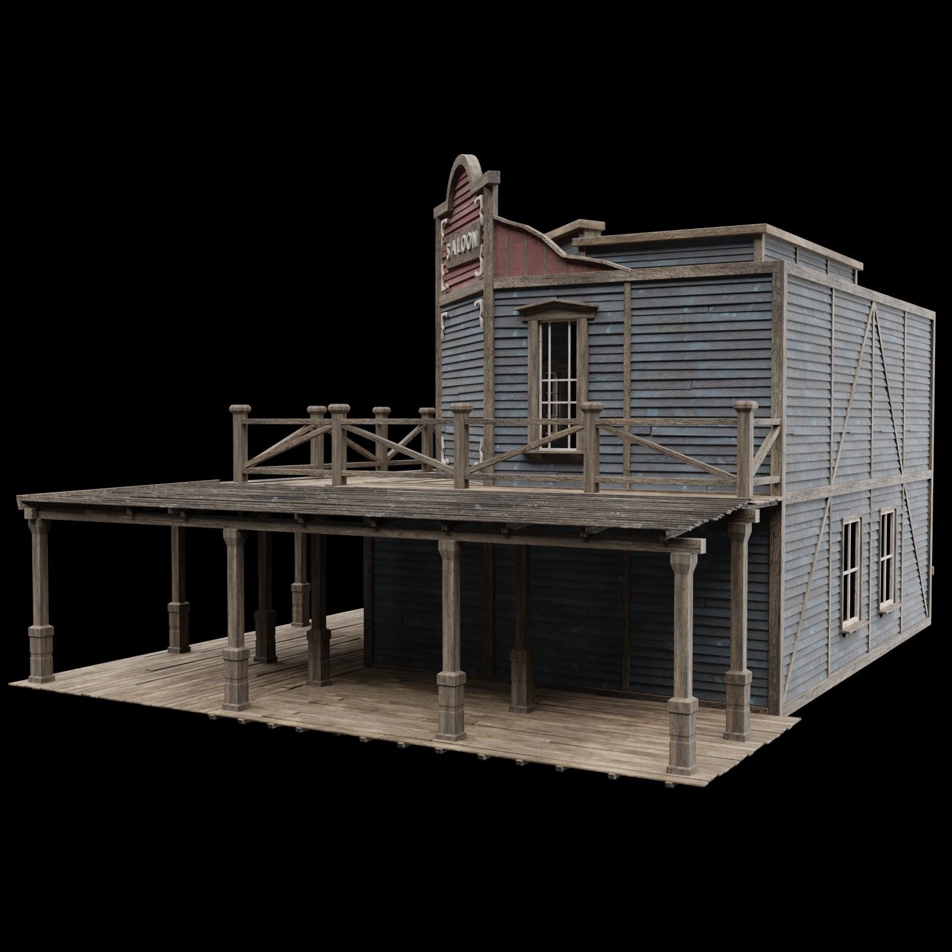 Wild West Saloon - Low-Poly Game-Ready 3D Model - View 46