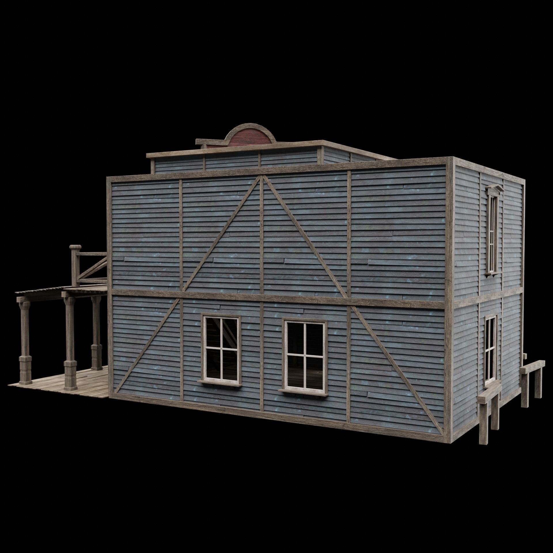 Wild West Saloon - Low-Poly Game-Ready 3D Model - View 47
