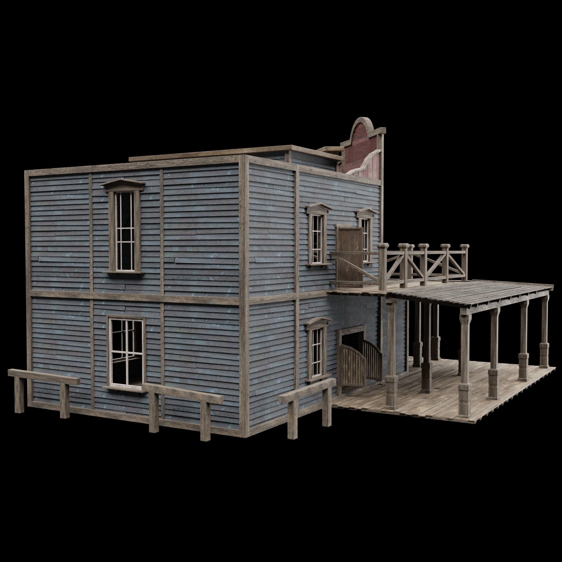 Wild West Saloon - Low-Poly Game-Ready 3D Model - View 48