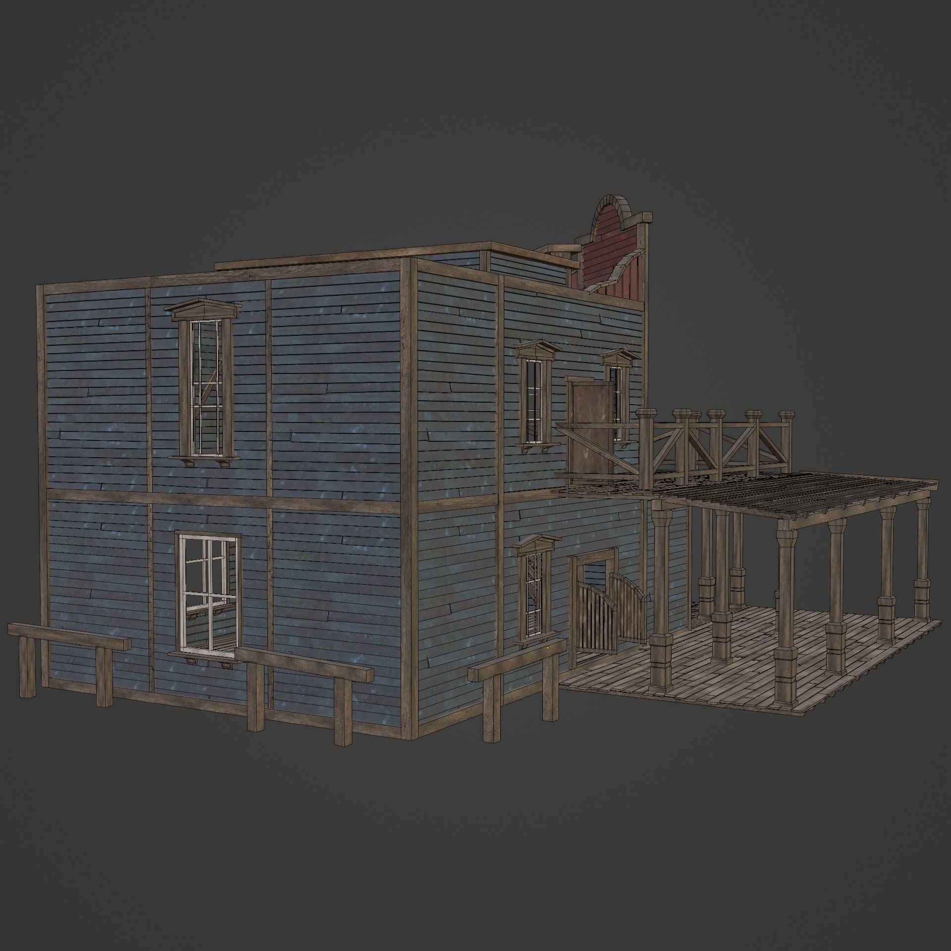 Wild West Saloon - Low-Poly Game-Ready 3D Model - View 49