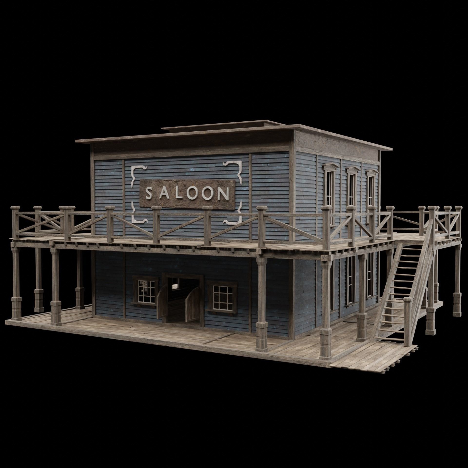 Wild West Saloon - Low-Poly Game-Ready 3D Model - View 51