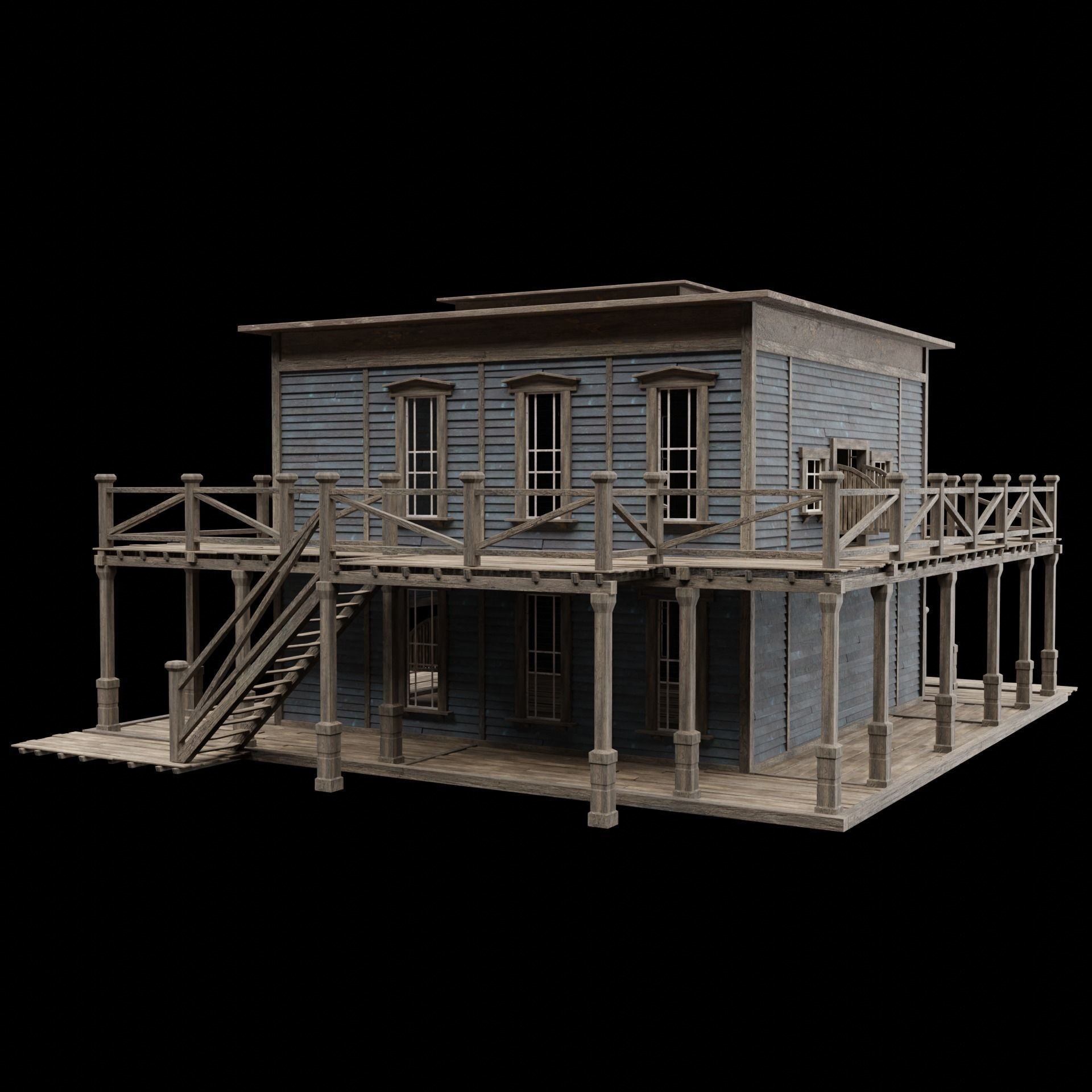 Wild West Saloon - Low-Poly Game-Ready 3D Model - View 52