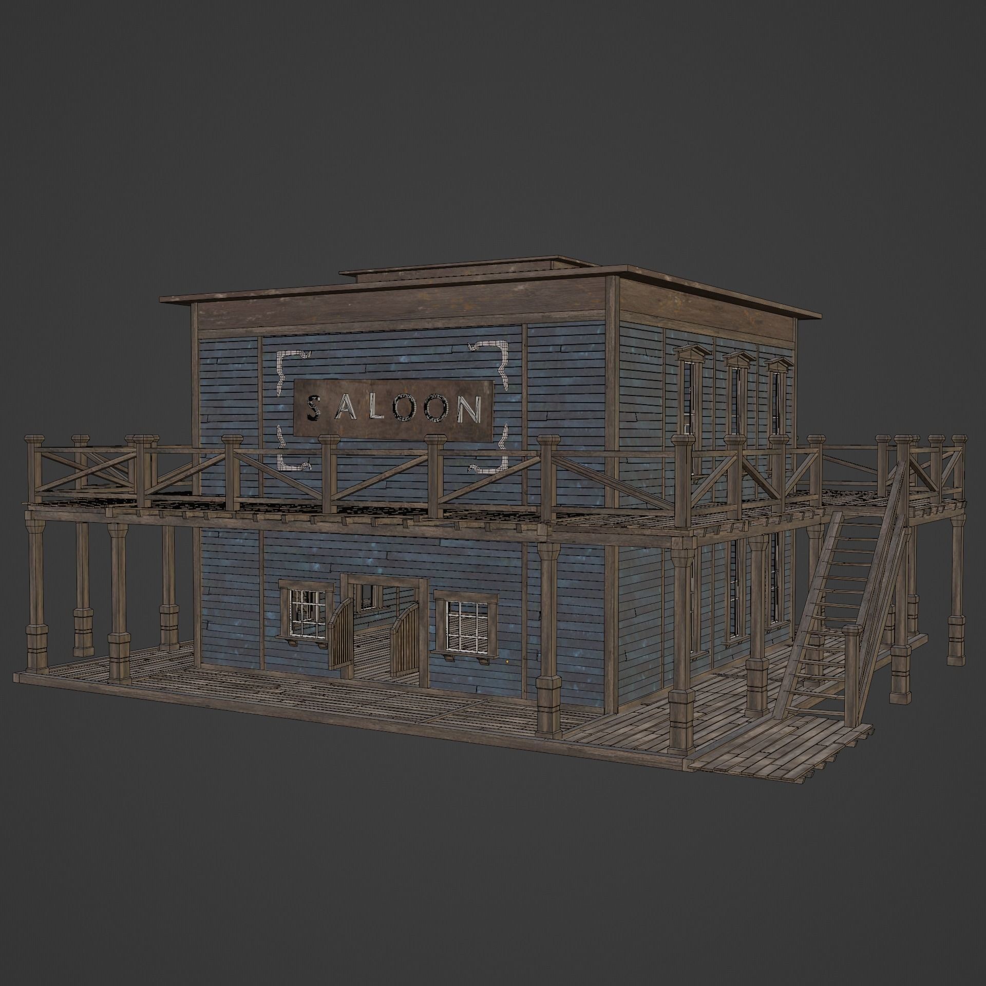 Wild West Saloon - Low-Poly Game-Ready 3D Model - View 55