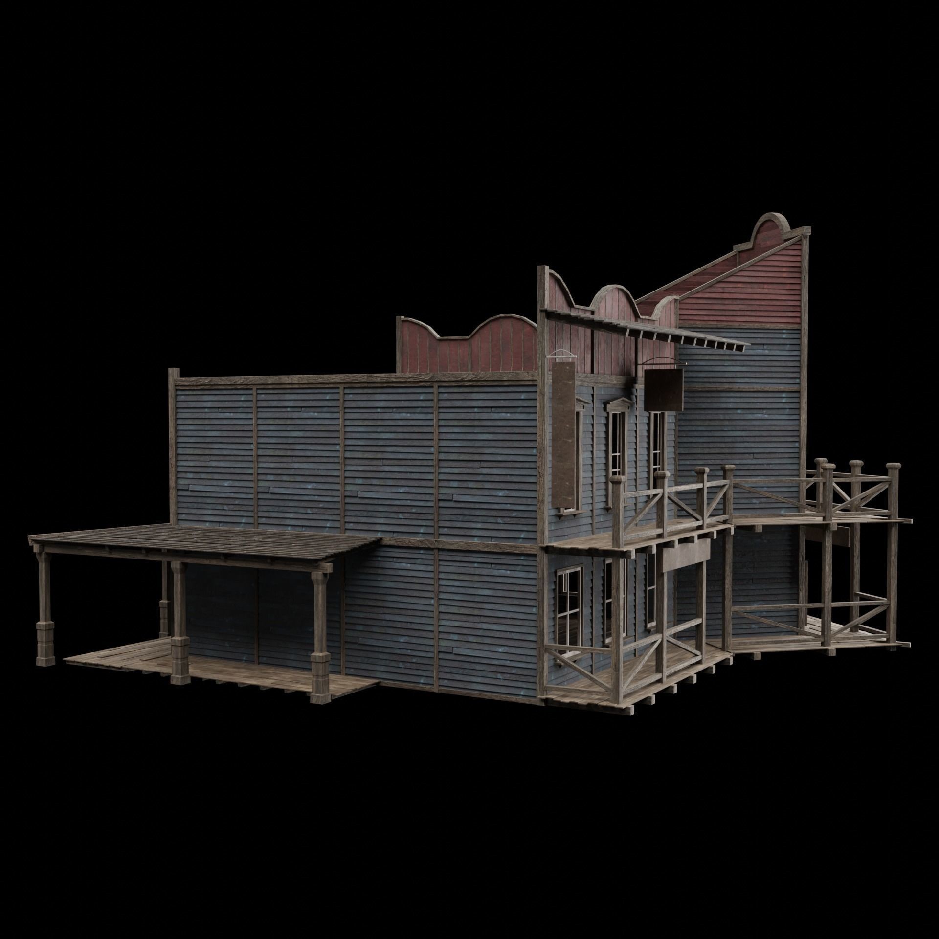 Wild West Saloon - Low-Poly Game-Ready 3D Model - View 6