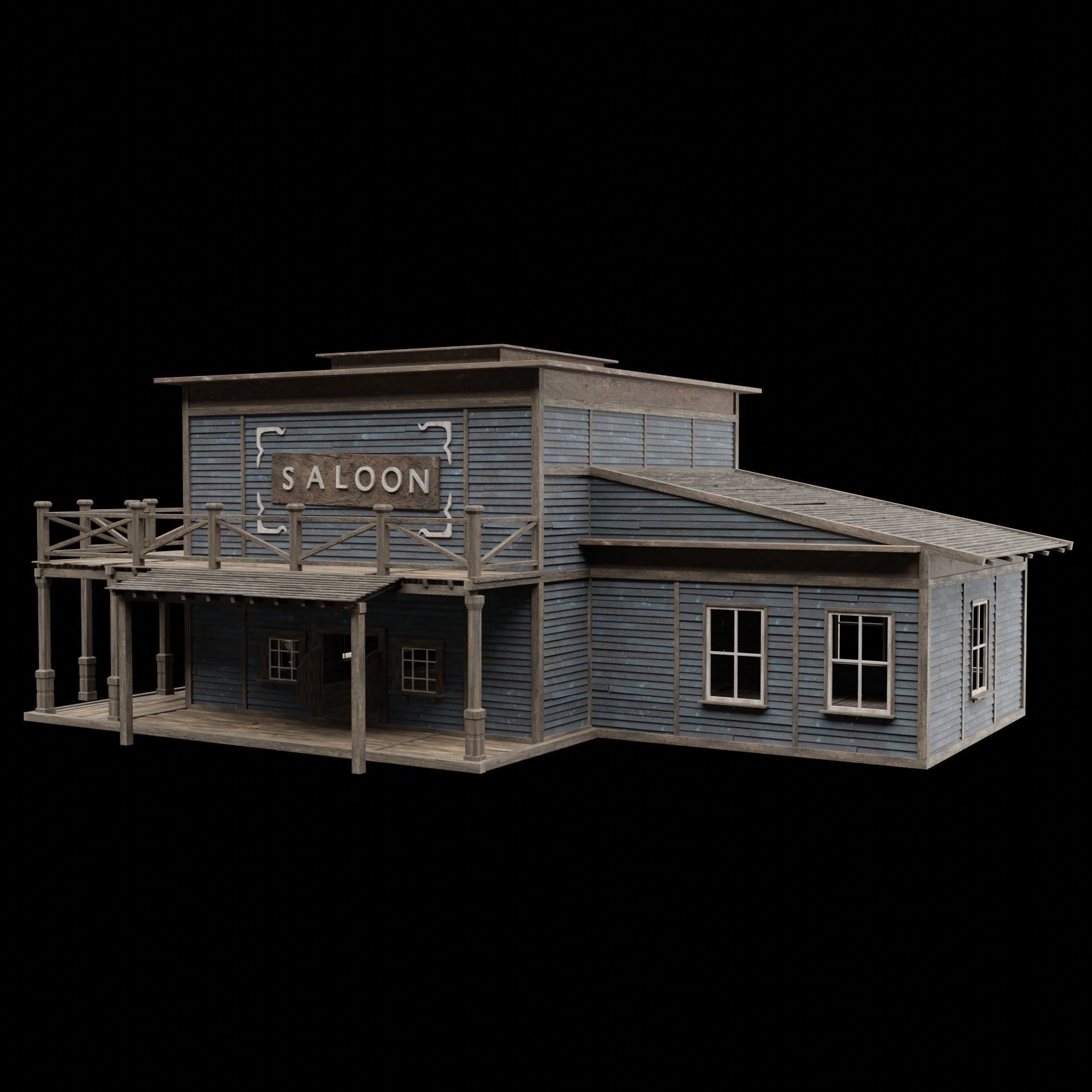 Wild West Saloon - Low-Poly Game-Ready 3D Model - View 9