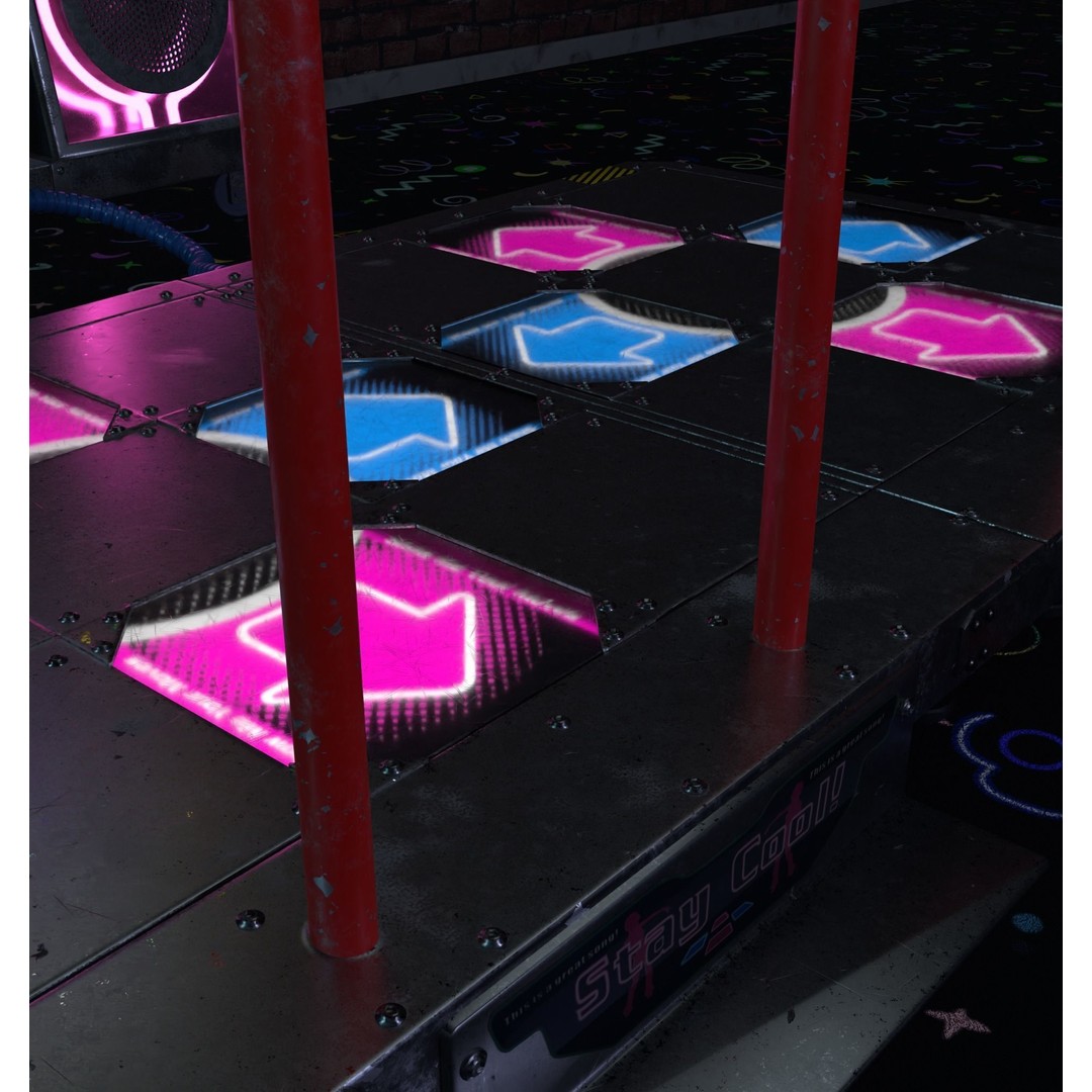 Dance Dance Revolution Arcade Cabinet 3D Model – Low Poly Game Asset, FBX - View 13