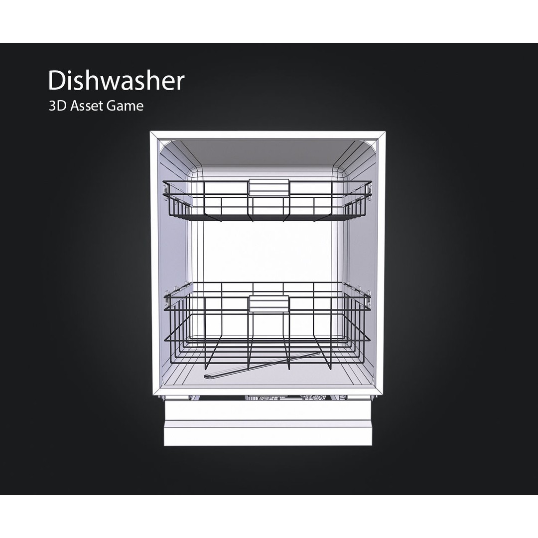 Dishwasher 3D Model – Low Poly Game Asset, FBX, PBR Textures
