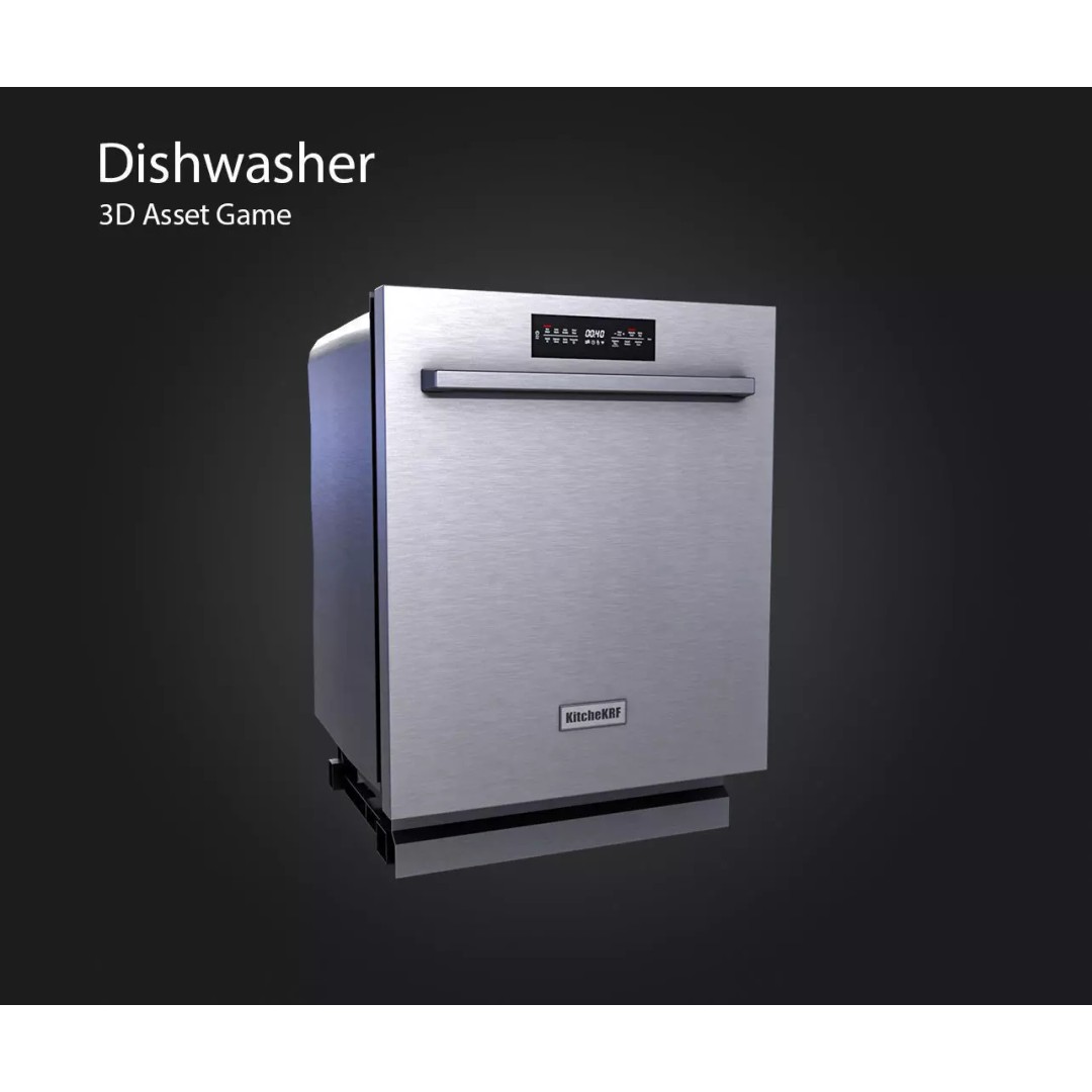 Dishwasher 3D Model – Low Poly Game Asset, FBX, PBR Textures - View 2
