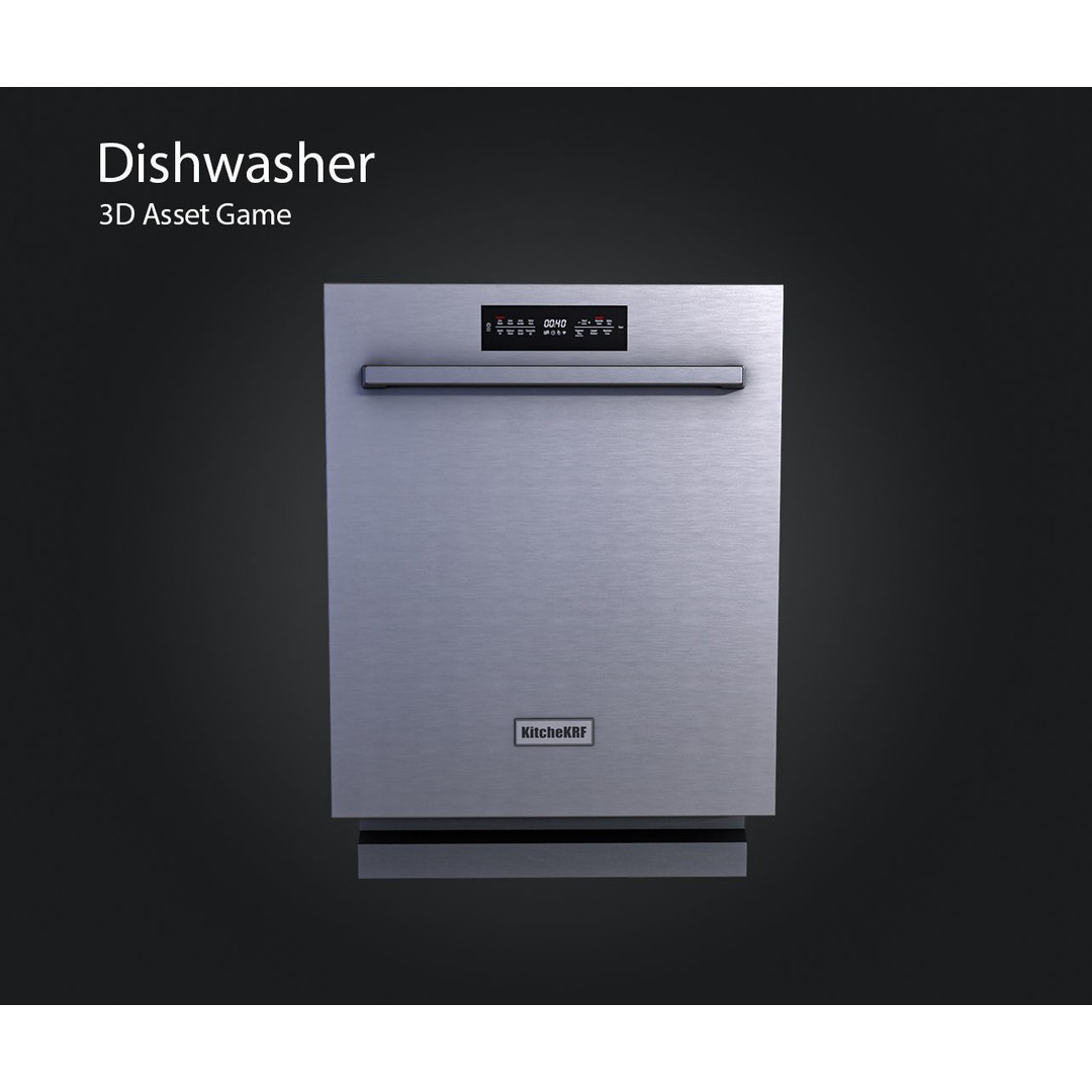 Dishwasher 3D Model – Low Poly Game Asset, FBX, PBR Textures - View 3