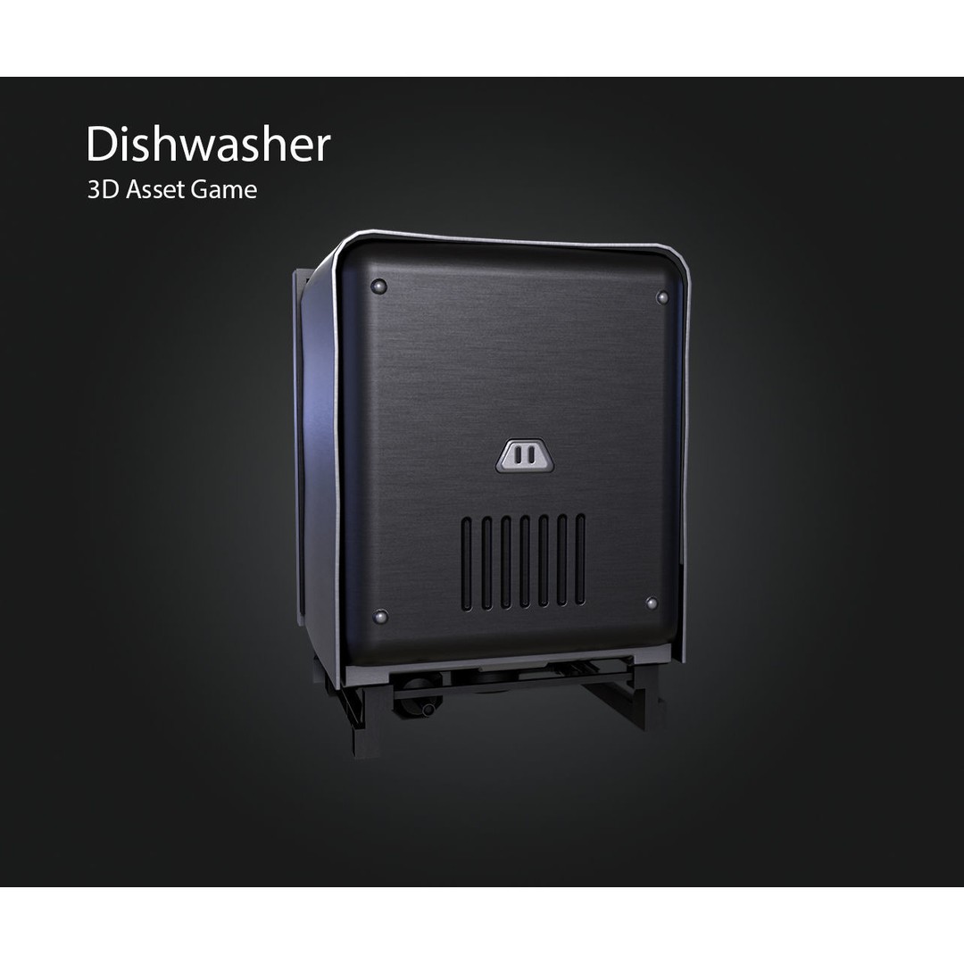 Dishwasher 3D Model – Low Poly Game Asset, FBX, PBR Textures - View 6