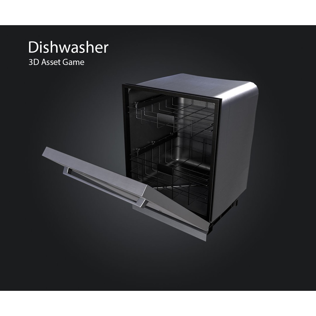 Dishwasher 3D Model – Low Poly Game Asset, FBX, PBR Textures - View 7
