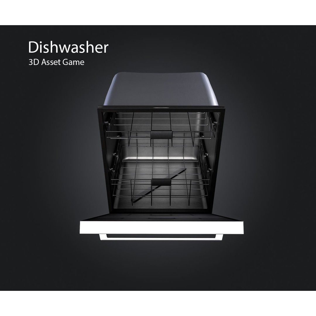 Dishwasher 3D Model – Low Poly Game Asset, FBX, PBR Textures - View 8