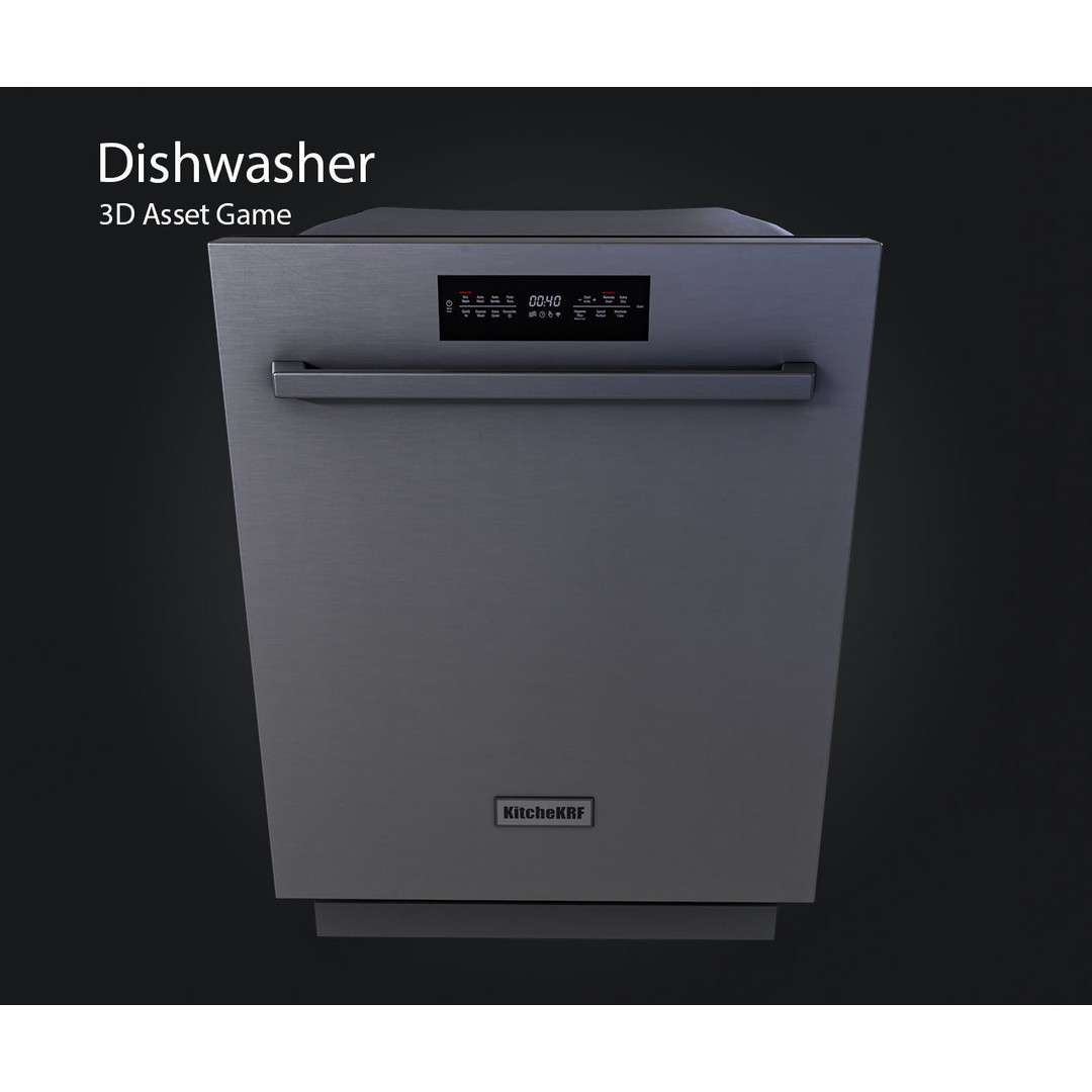 Dishwasher 3D Model – Low Poly Game Asset, FBX, PBR Textures - View 9
