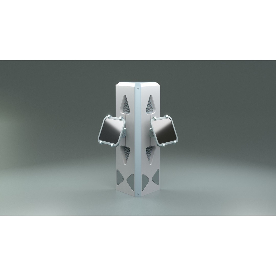 SciFi Info Pillar Console 3D Model – Low Poly Game Asset, FBX - View 4