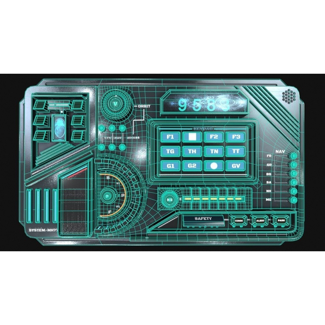 Control Panel 3D Model – Sci-Fi Design with PBR Textures, FBX, OBJ