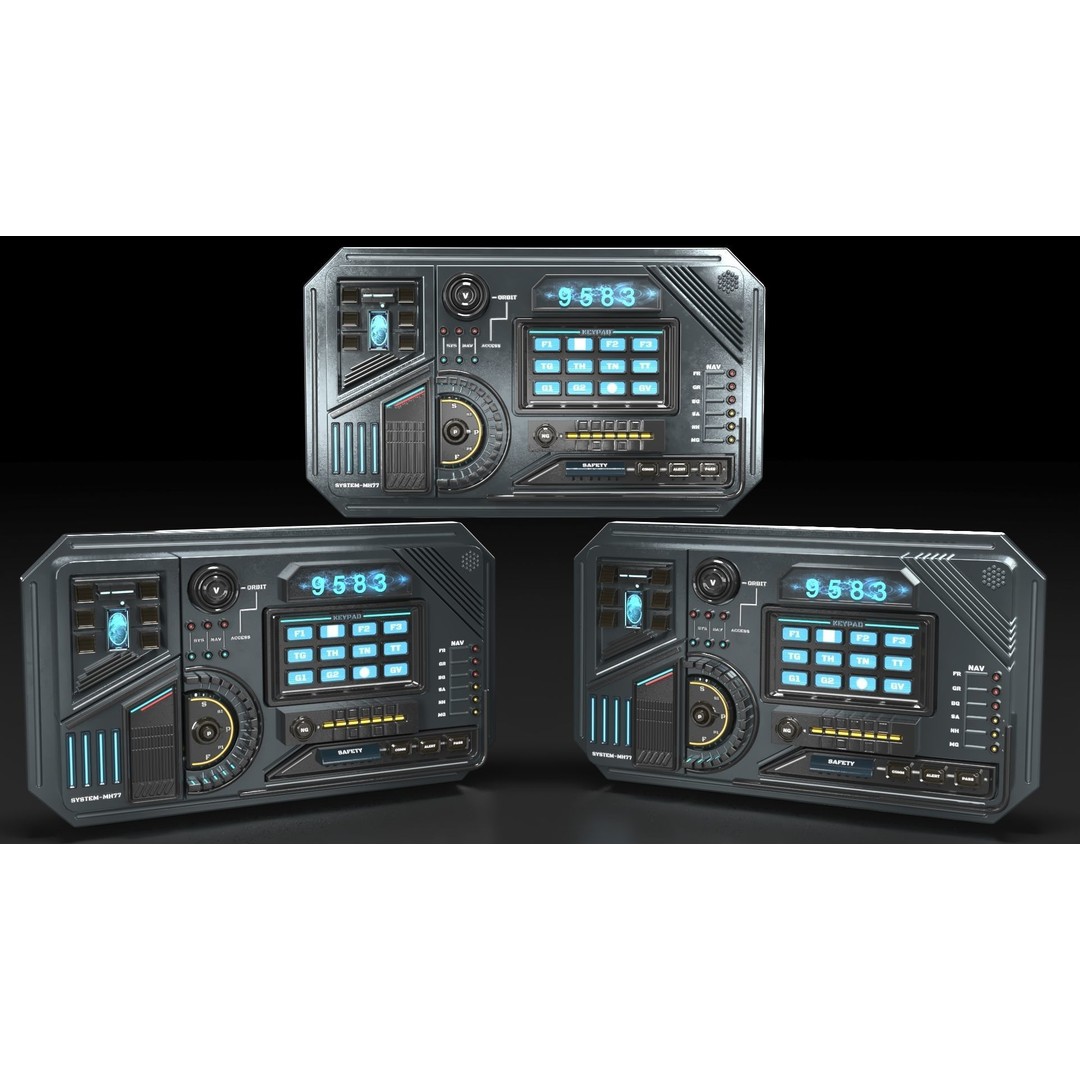 Control Panel 3D Model – Sci-Fi Design with PBR Textures, FBX, OBJ - View 3