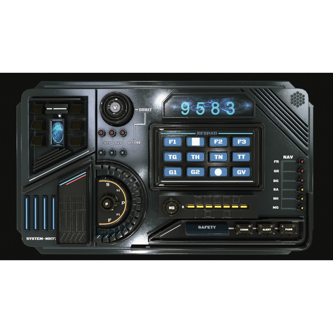 Control Panel 3D Model – Sci-Fi Design with PBR Textures, FBX, OBJ - View 4