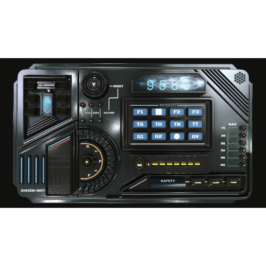 Control Panel 3D Model – Sci-Fi Design with PBR Textures, FBX, OBJ - View 7