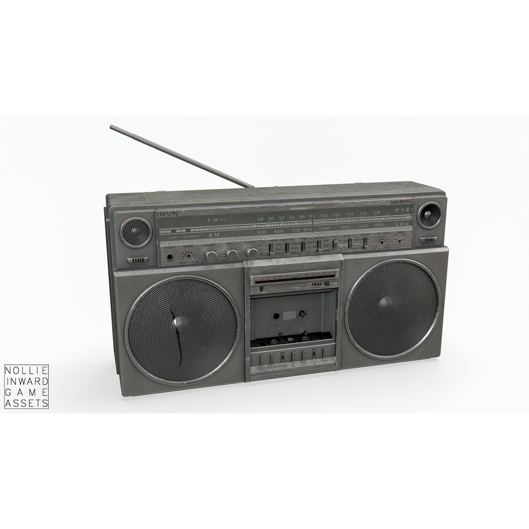 80s Boombox 3D Model – Low Poly Hero Prop, Game Ready, FBX