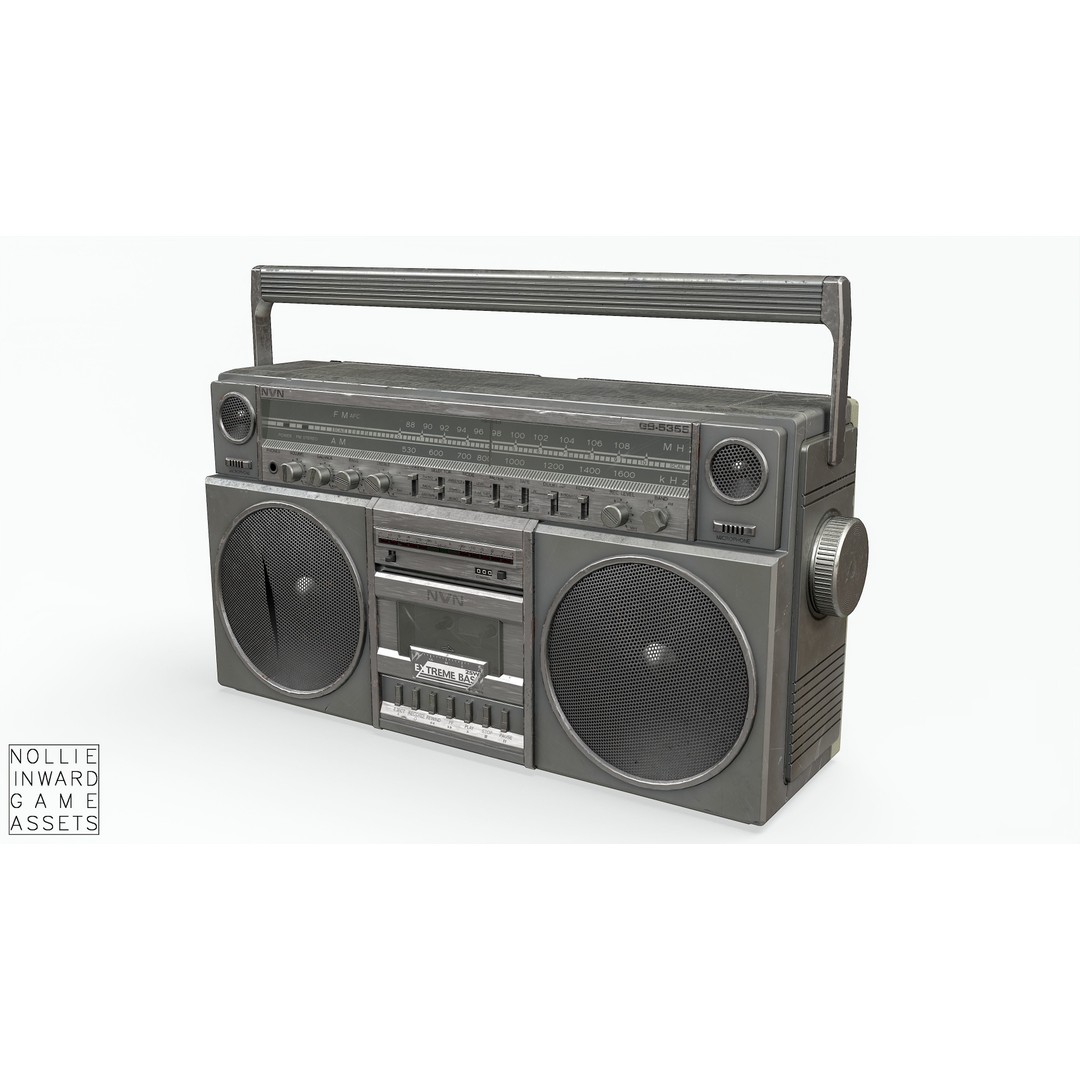 80s Boombox 3D Model – Low Poly Hero Prop, Game Ready, FBX - View 13