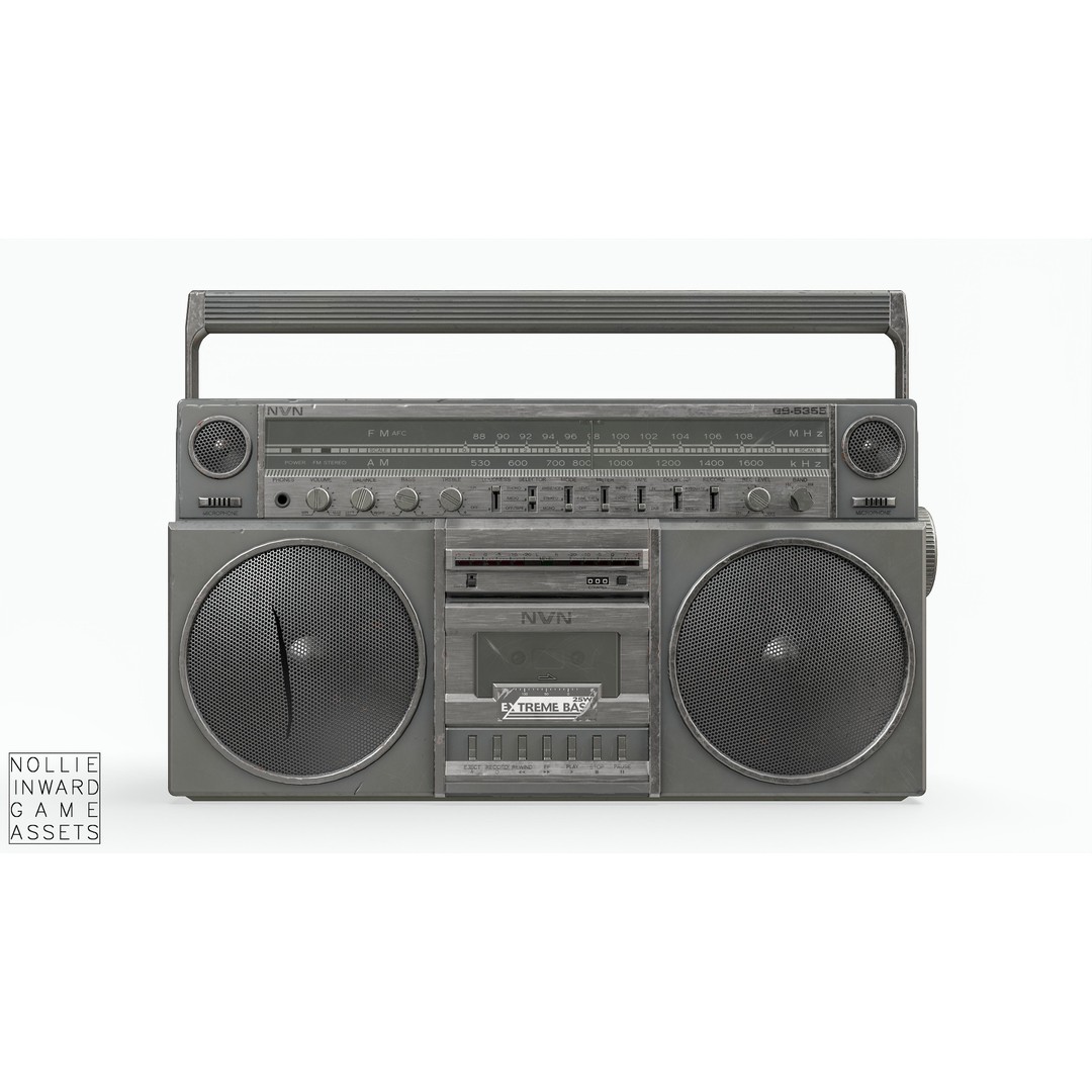 80s Boombox 3D Model – Low Poly Hero Prop, Game Ready, FBX - View 14